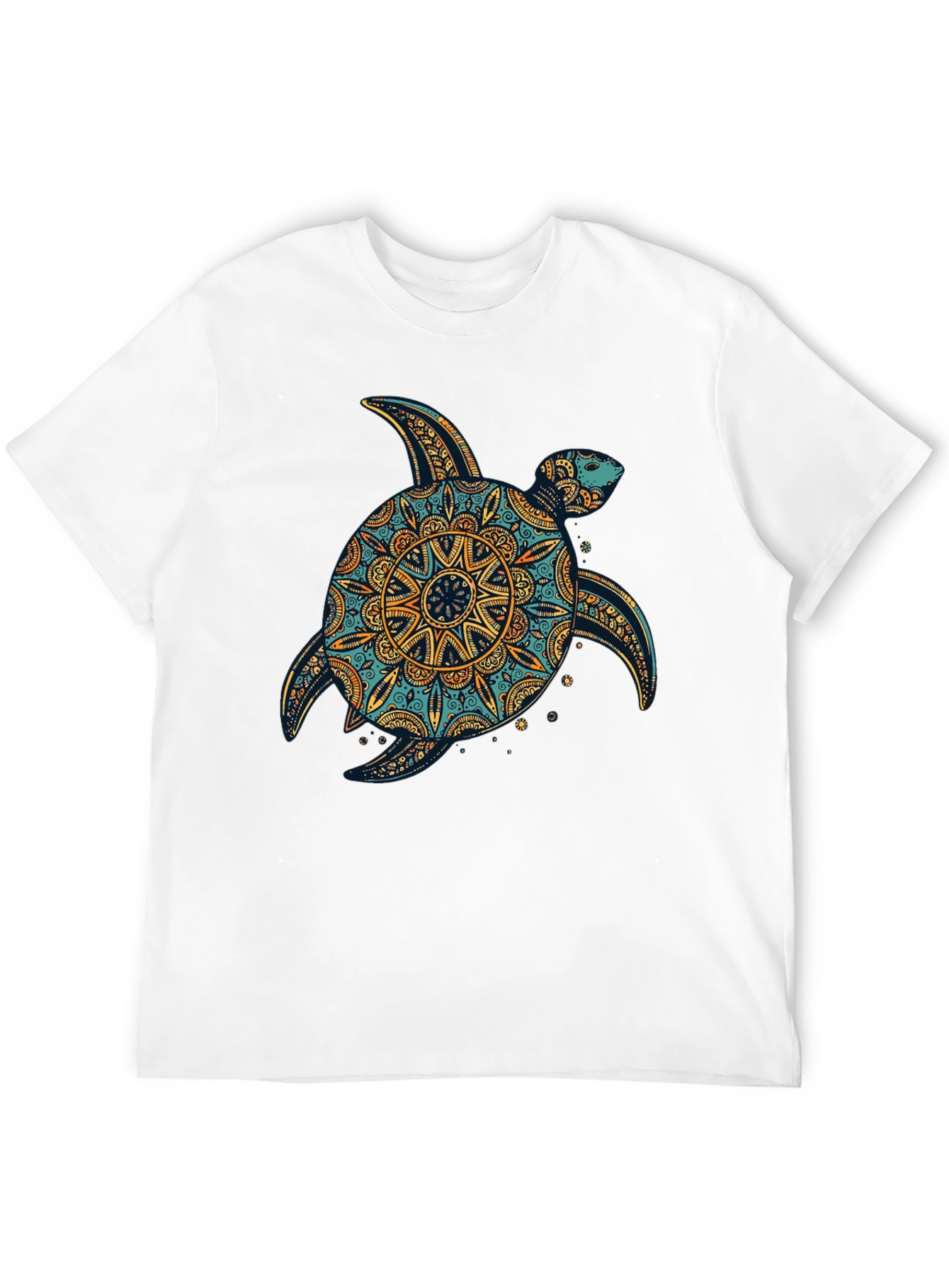 Turtle Mandala Print Black T-Shirt