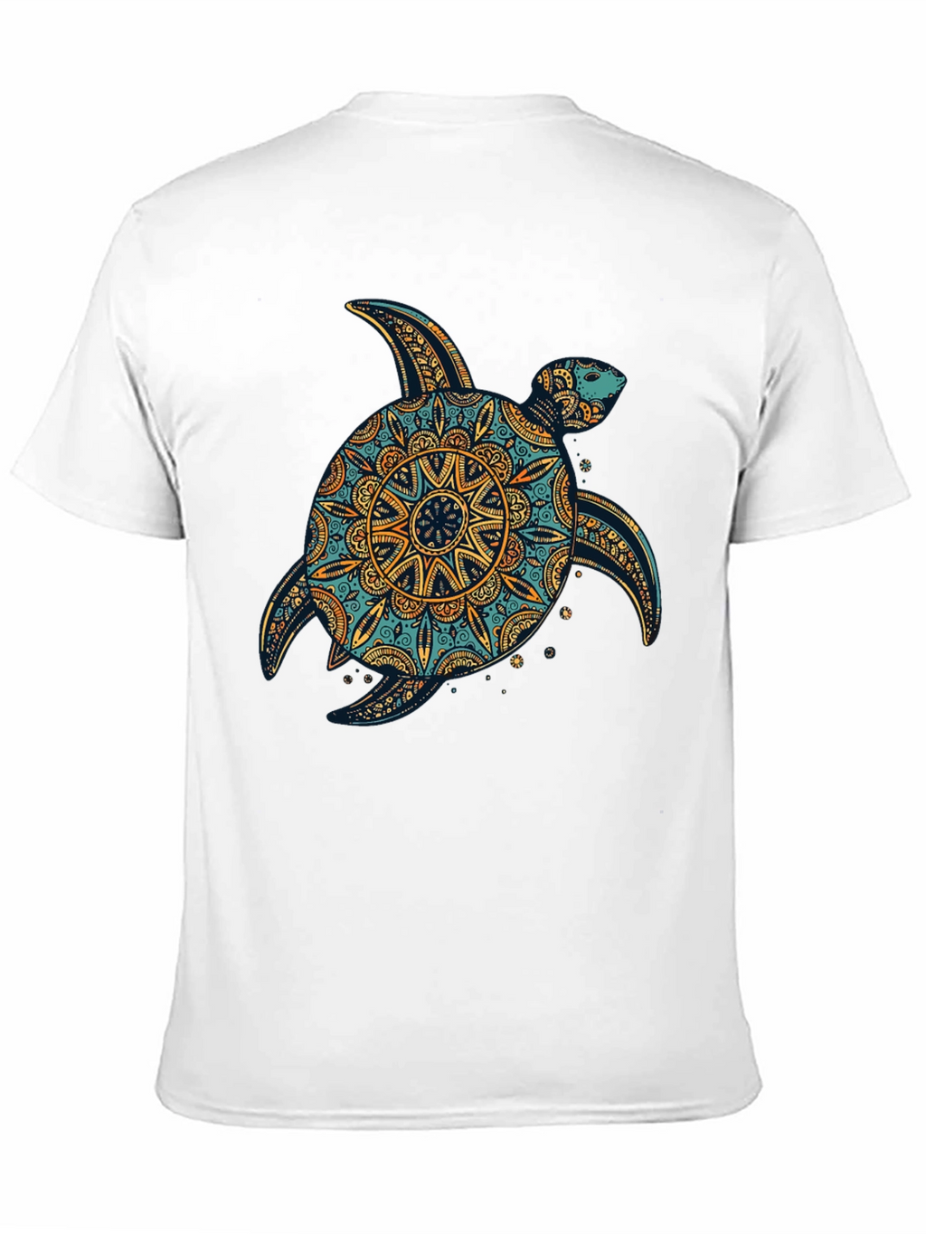 Turtle Mandala Print Black T-Shirt