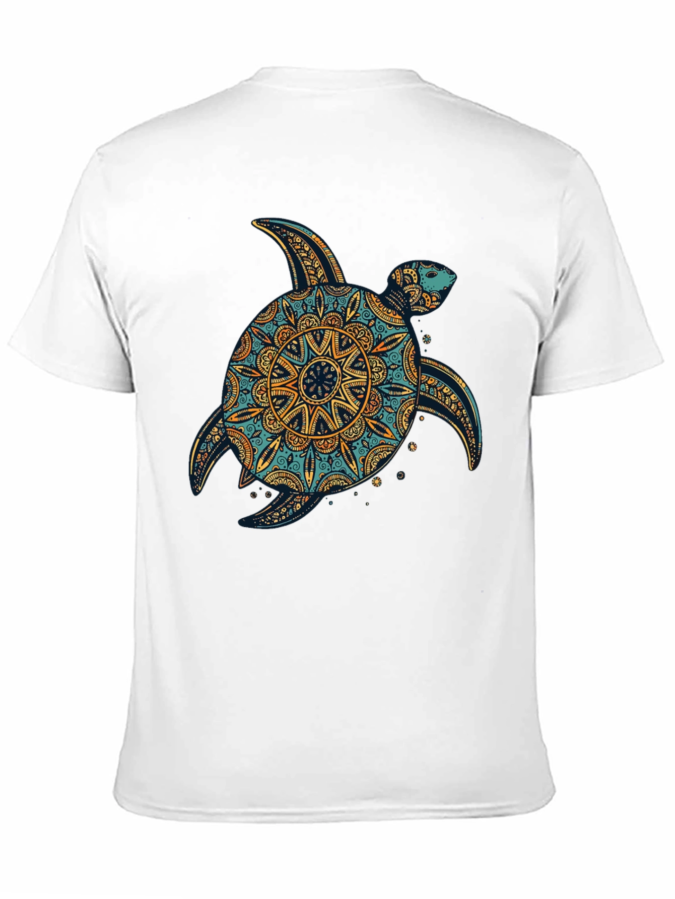 Turtle Mandala Print Black T-Shirt