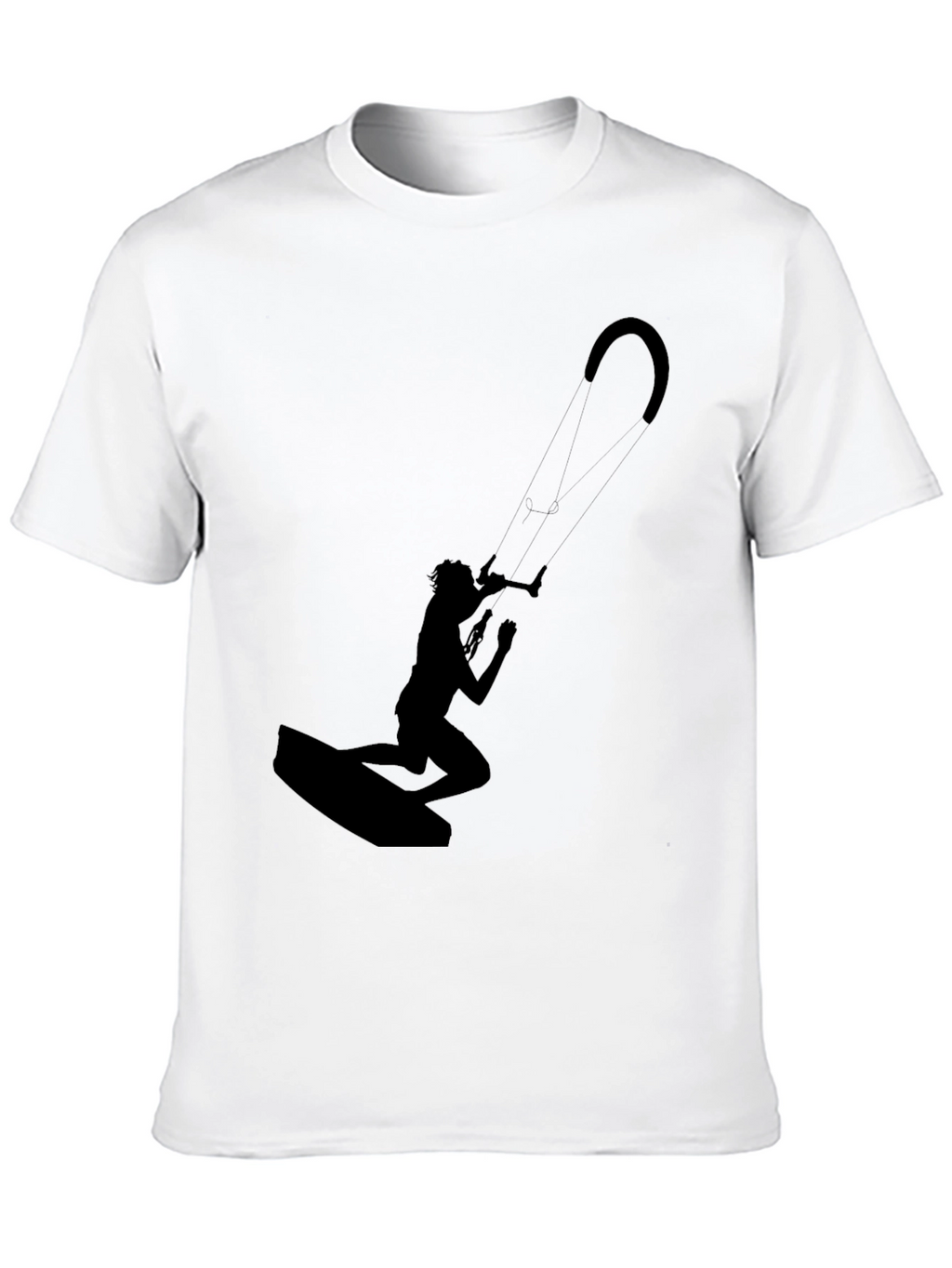 Kite Surfing Silhouette T-Shirt - Black Cotton Tee