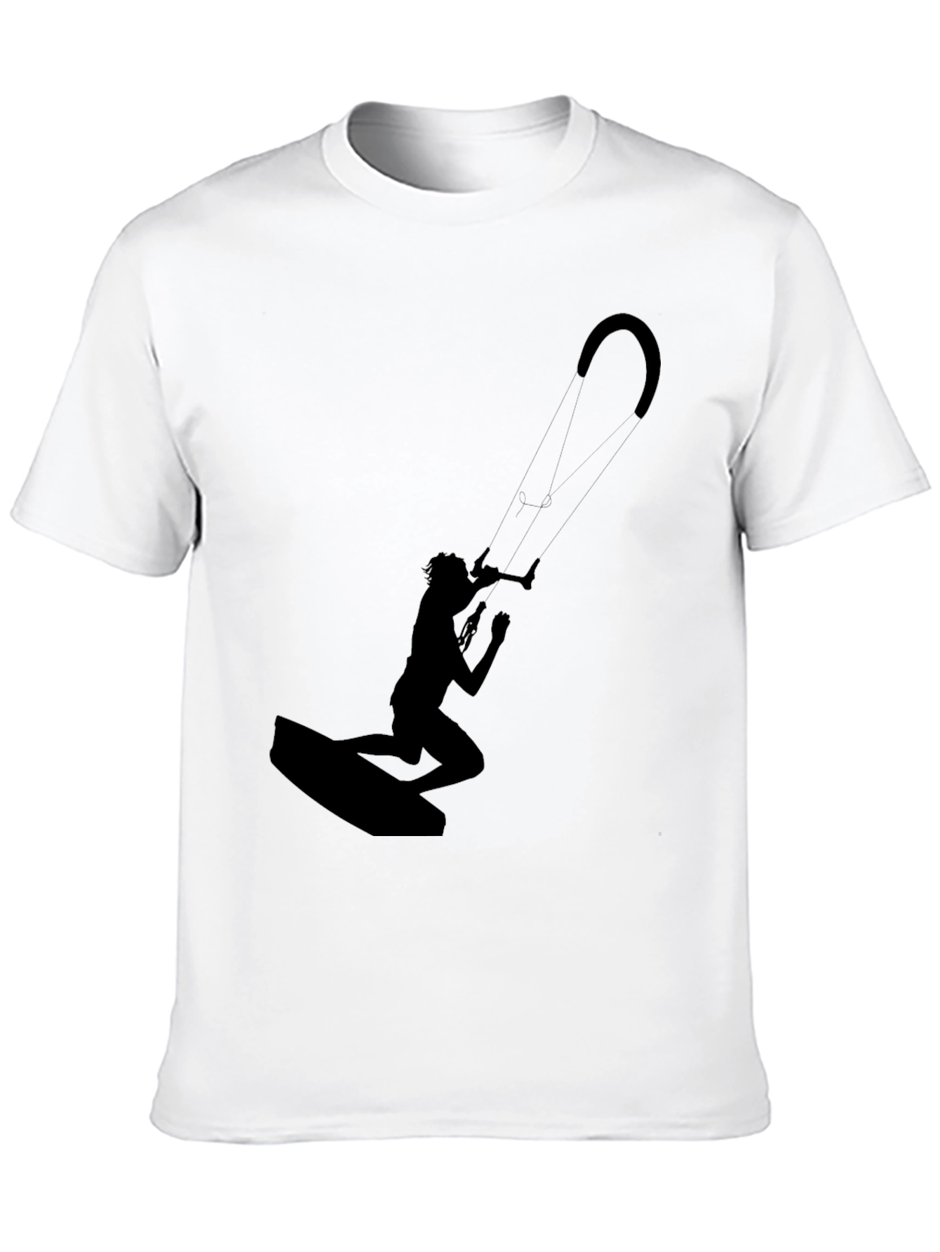 Kite Surfing Silhouette T-Shirt - Black Cotton Tee