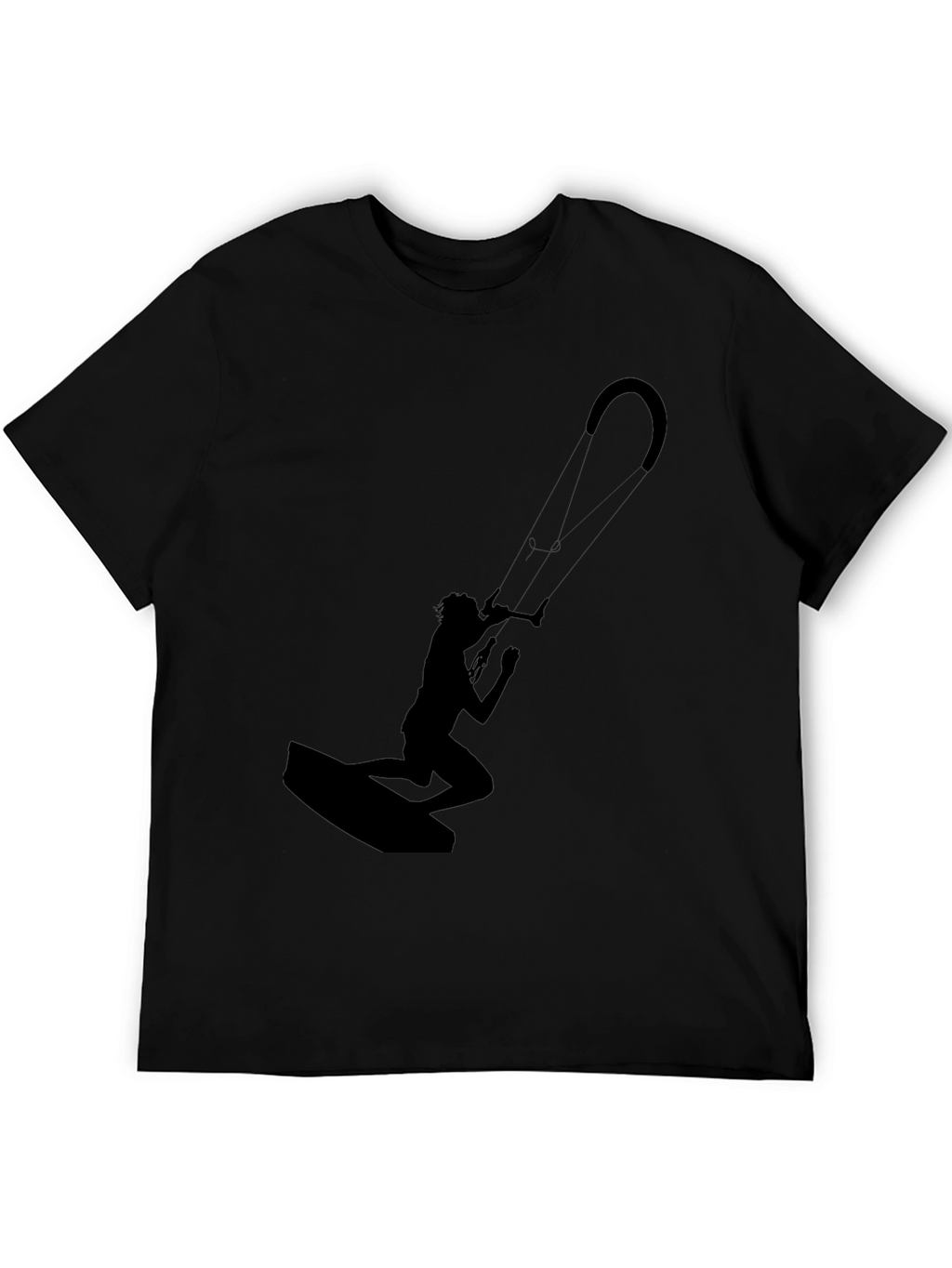 Kite Surfing Silhouette T-Shirt - Black Cotton Tee