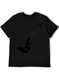 Kite Surfing Silhouette T-Shirt - Black Cotton Tee