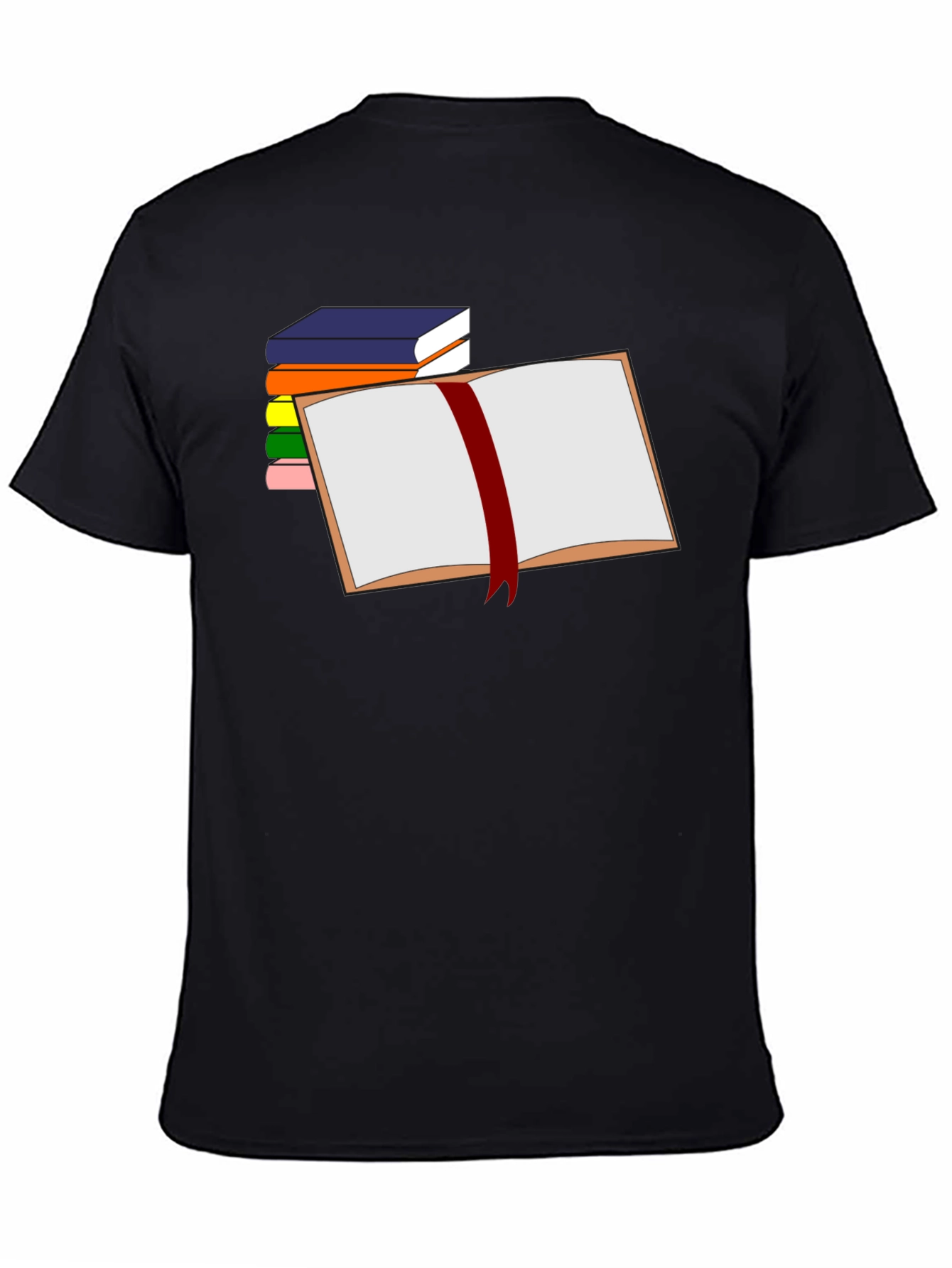 Book Lover T-Shirt - Open Book & Stacked Books Design