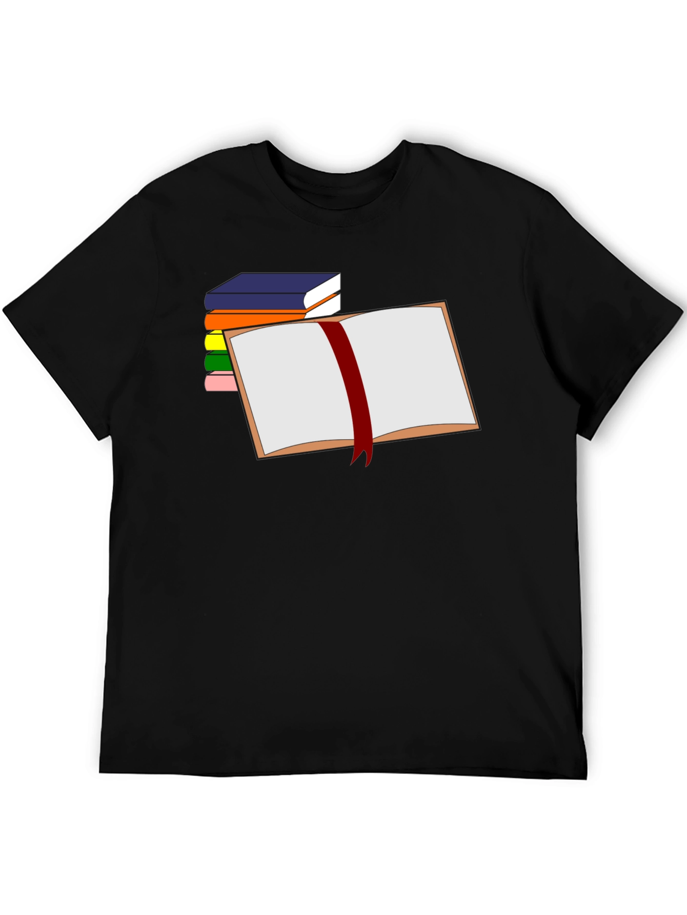 Book Lover T-Shirt - Open Book & Stacked Books Design