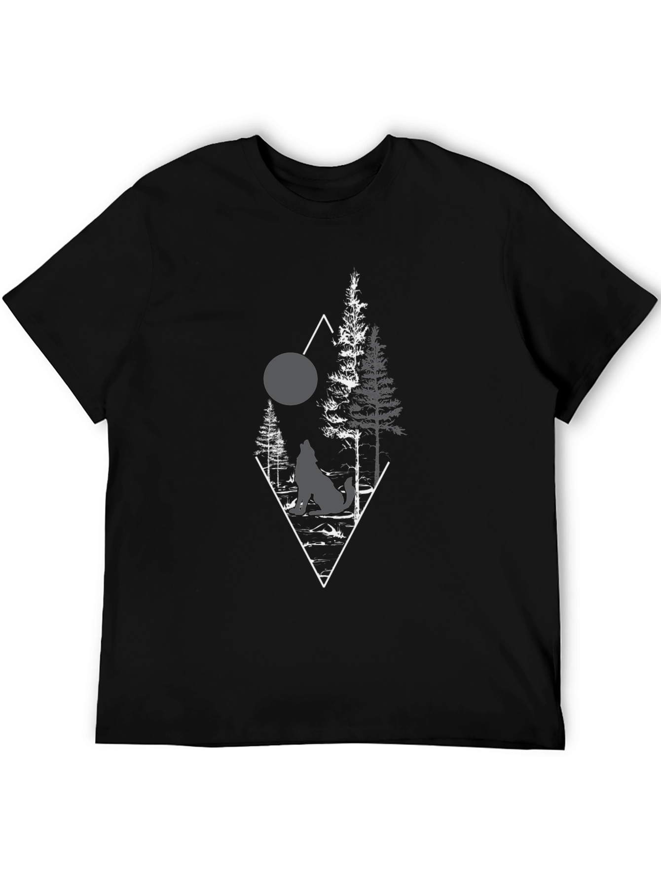 Wolf Moon Forest Graphic Tee - Black