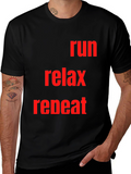 Run Relax Repeat Graphic Tee - Black Cotton T-Shirt