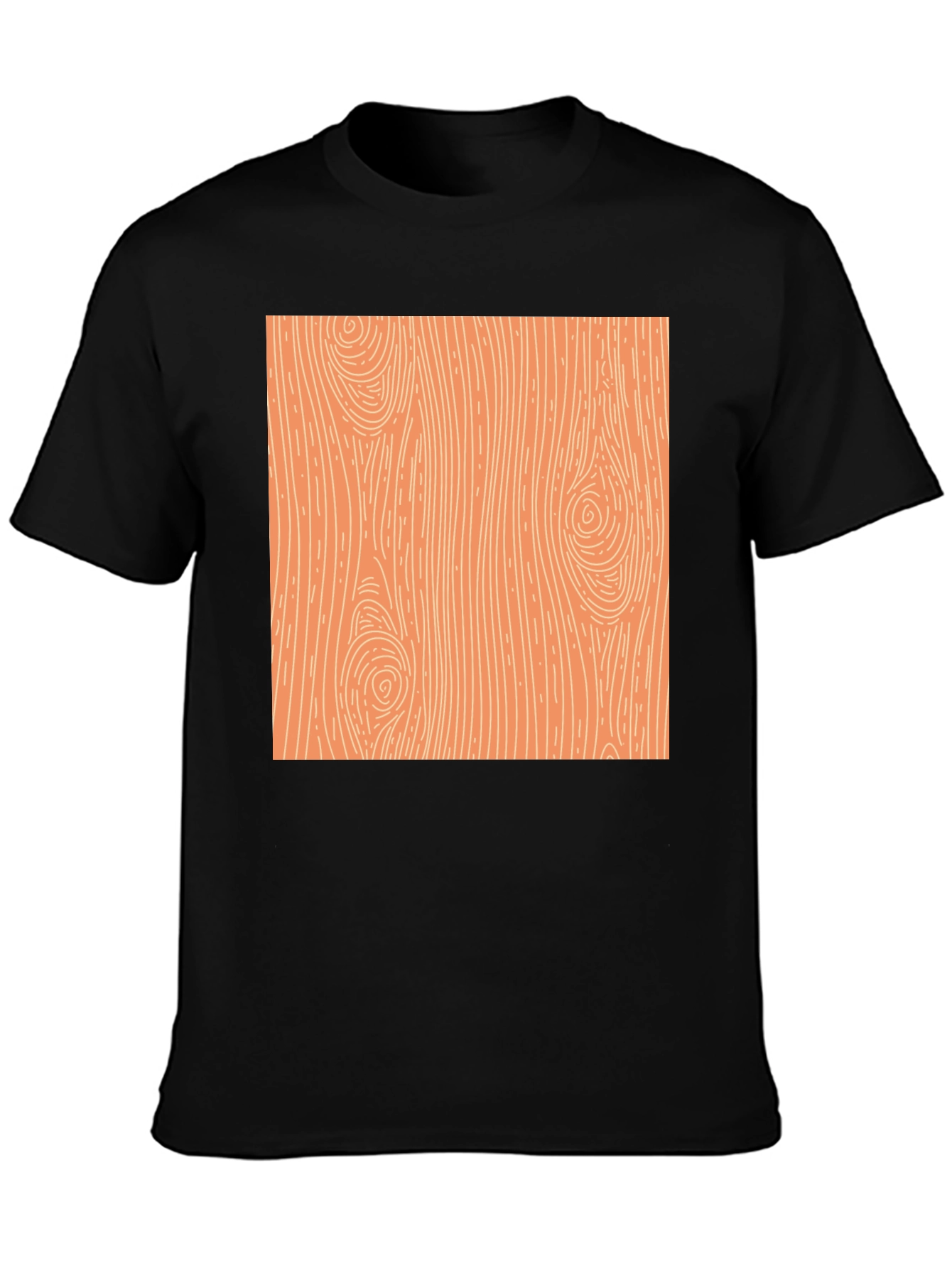 Wood Grain Graphic Print Black T-Shirt