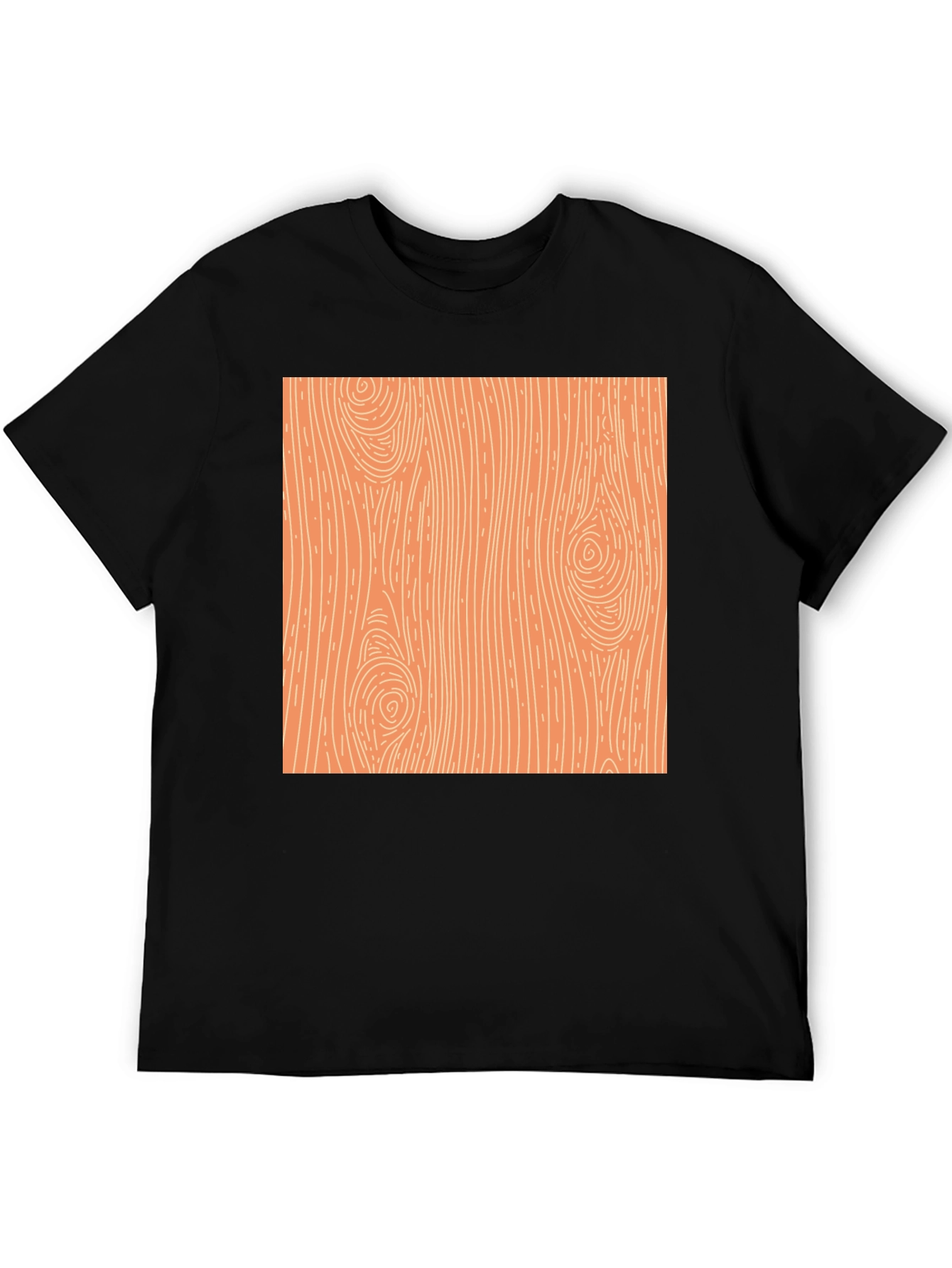 Wood Grain Graphic Print Black T-Shirt