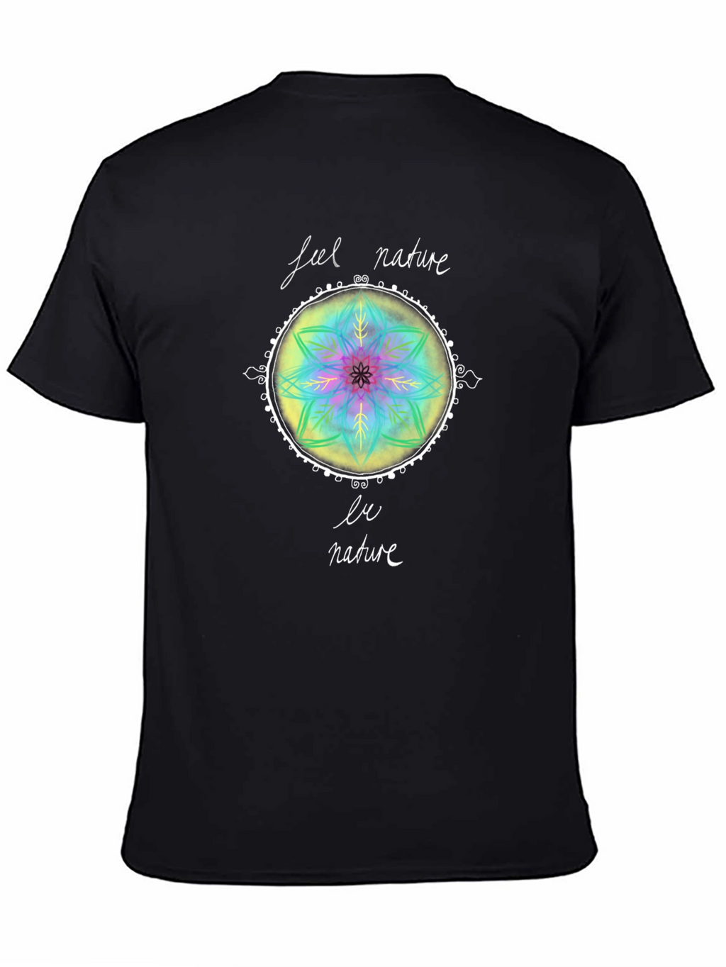 Feel Nature T-Shirt - Mandala Design Black