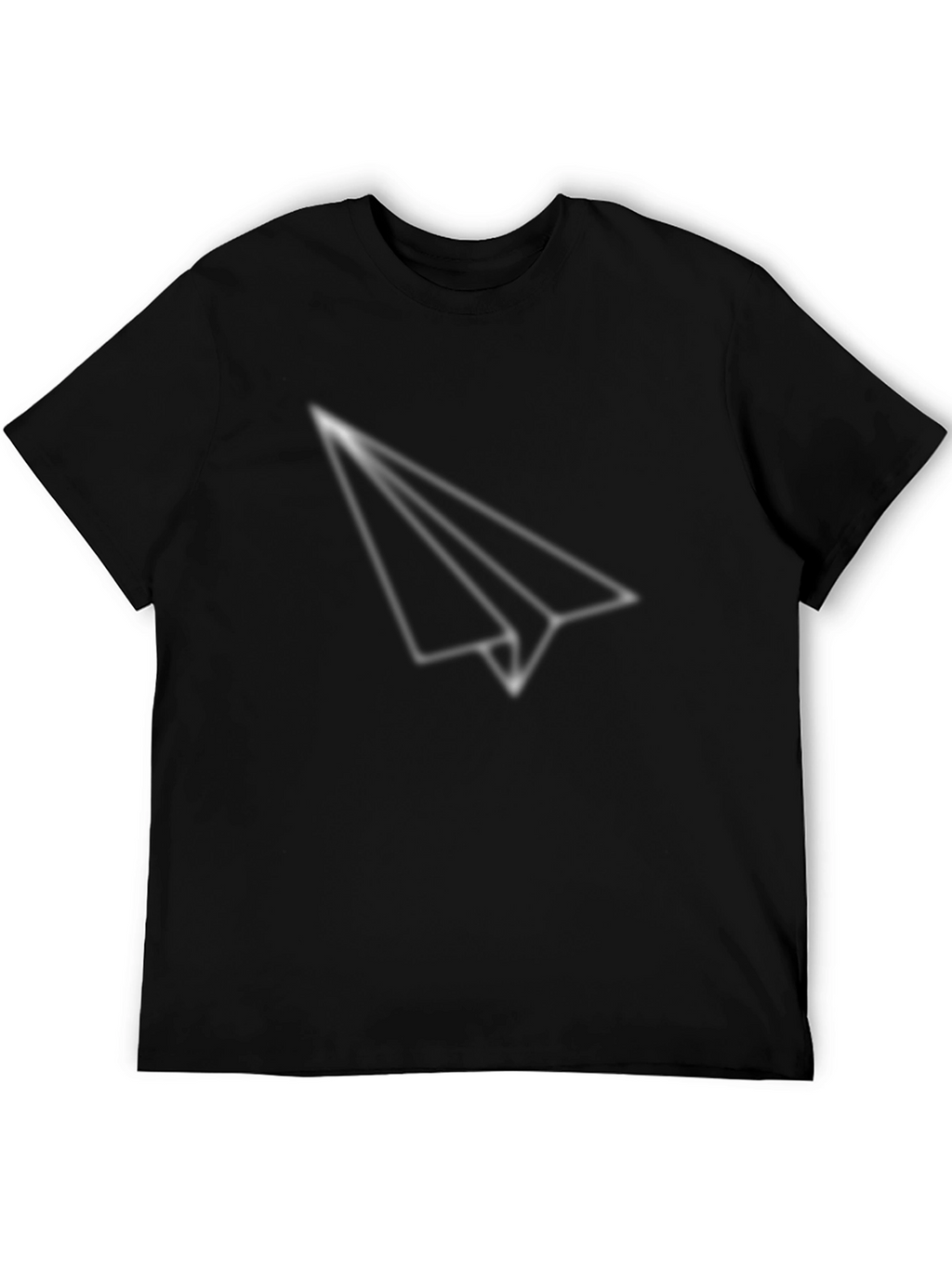 Mens Black T-Shirt with Paper Airplane Design
