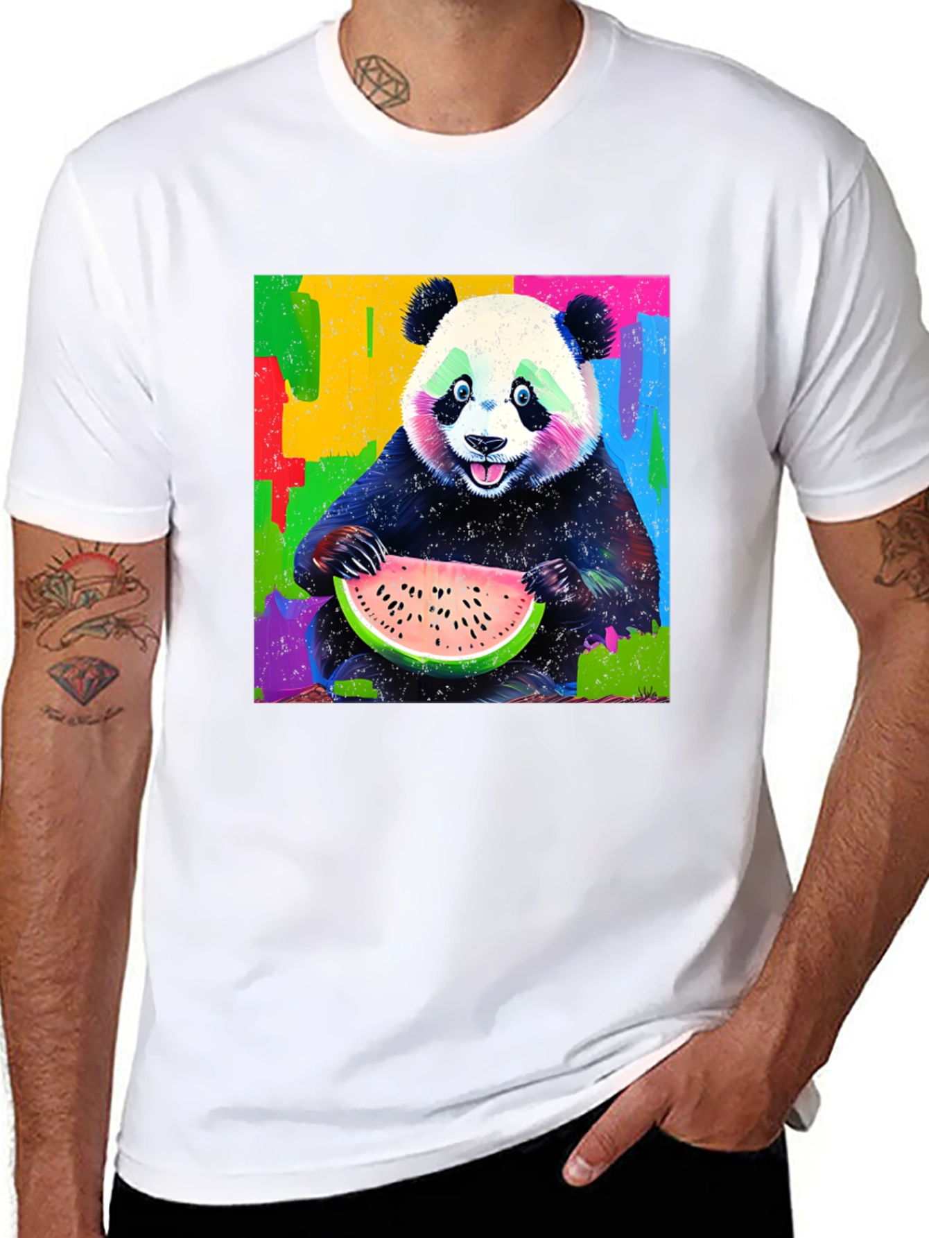 Panda Eating Watermelon Graphic T-Shirt