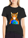 Tiger Hugging Earth Graphic T-Shirt
