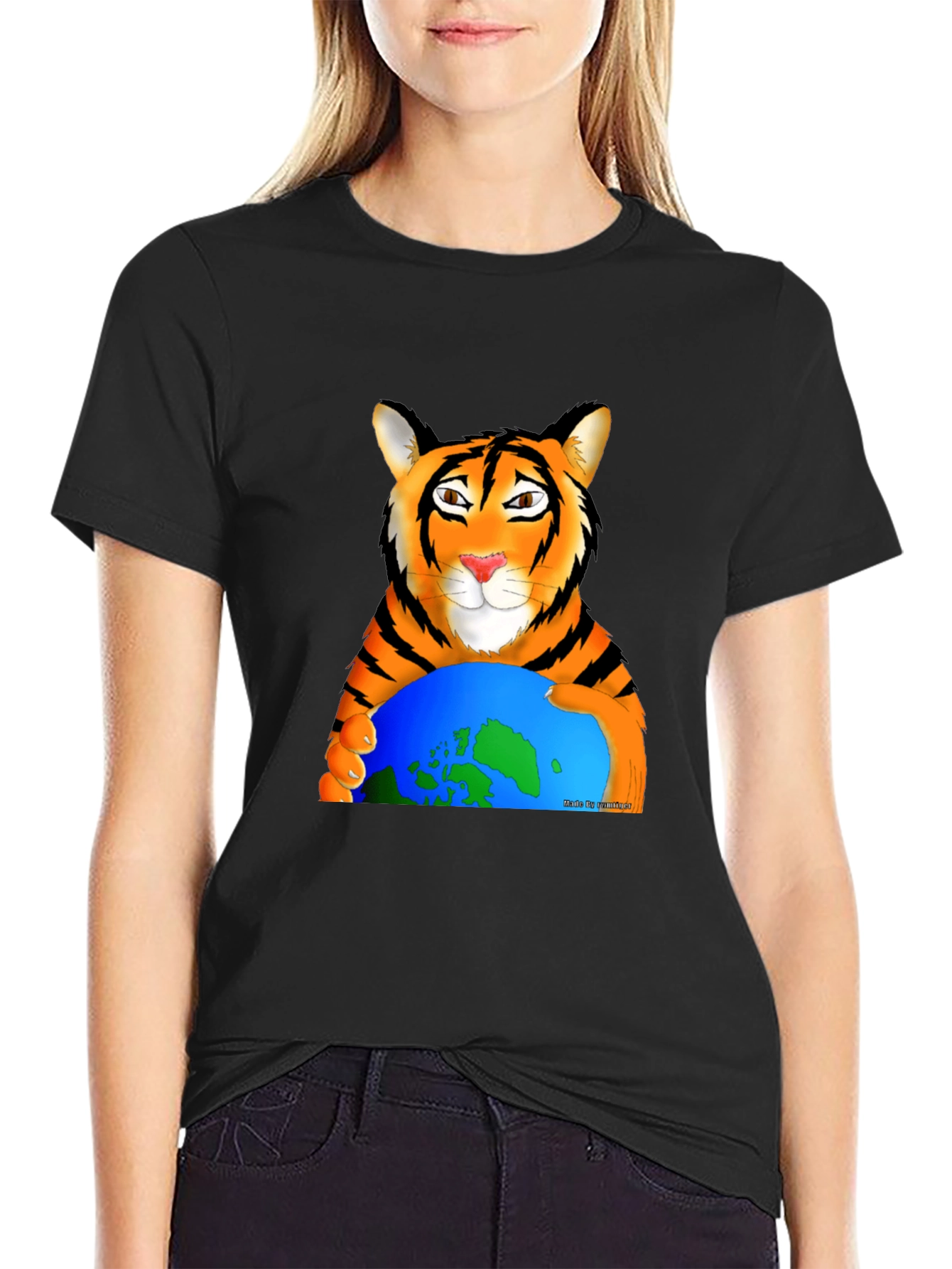 Tiger Hugging Earth Graphic T-Shirt