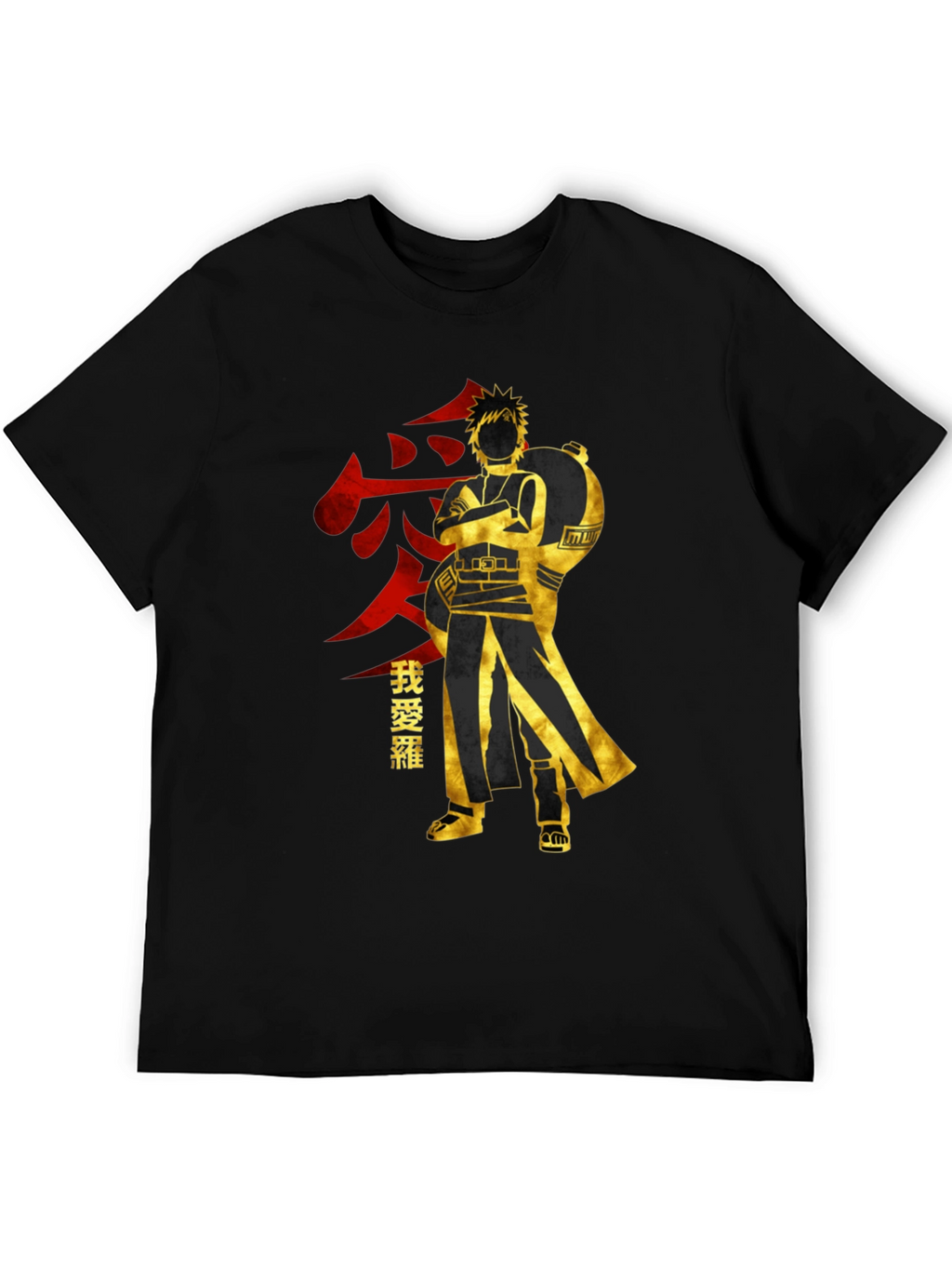 Anime Gaara Graphic T-Shirt - Black Cotton Tee