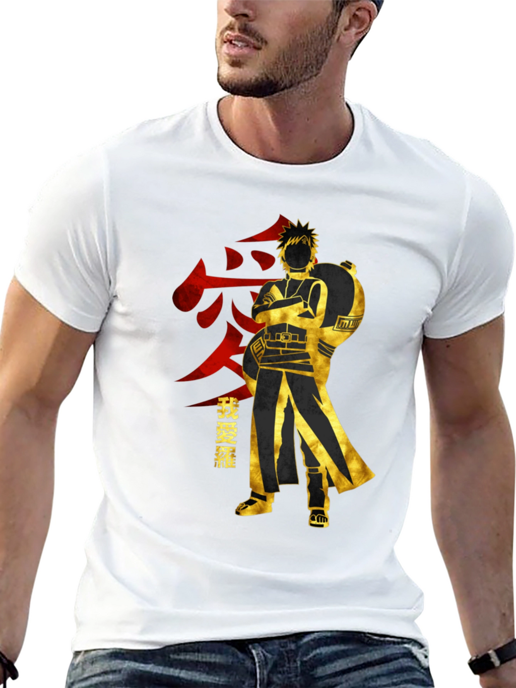 Anime Gaara Graphic T-Shirt - Black Cotton Tee