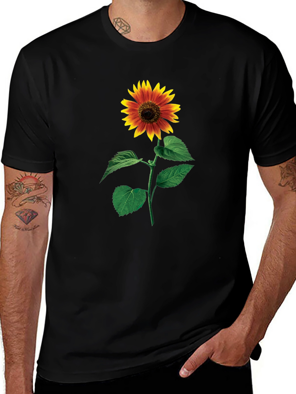 Sunflower Graphic Black T-Shirt