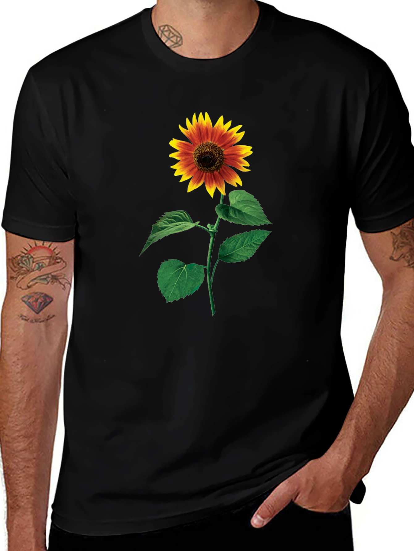 Sunflower Graphic Black T-Shirt