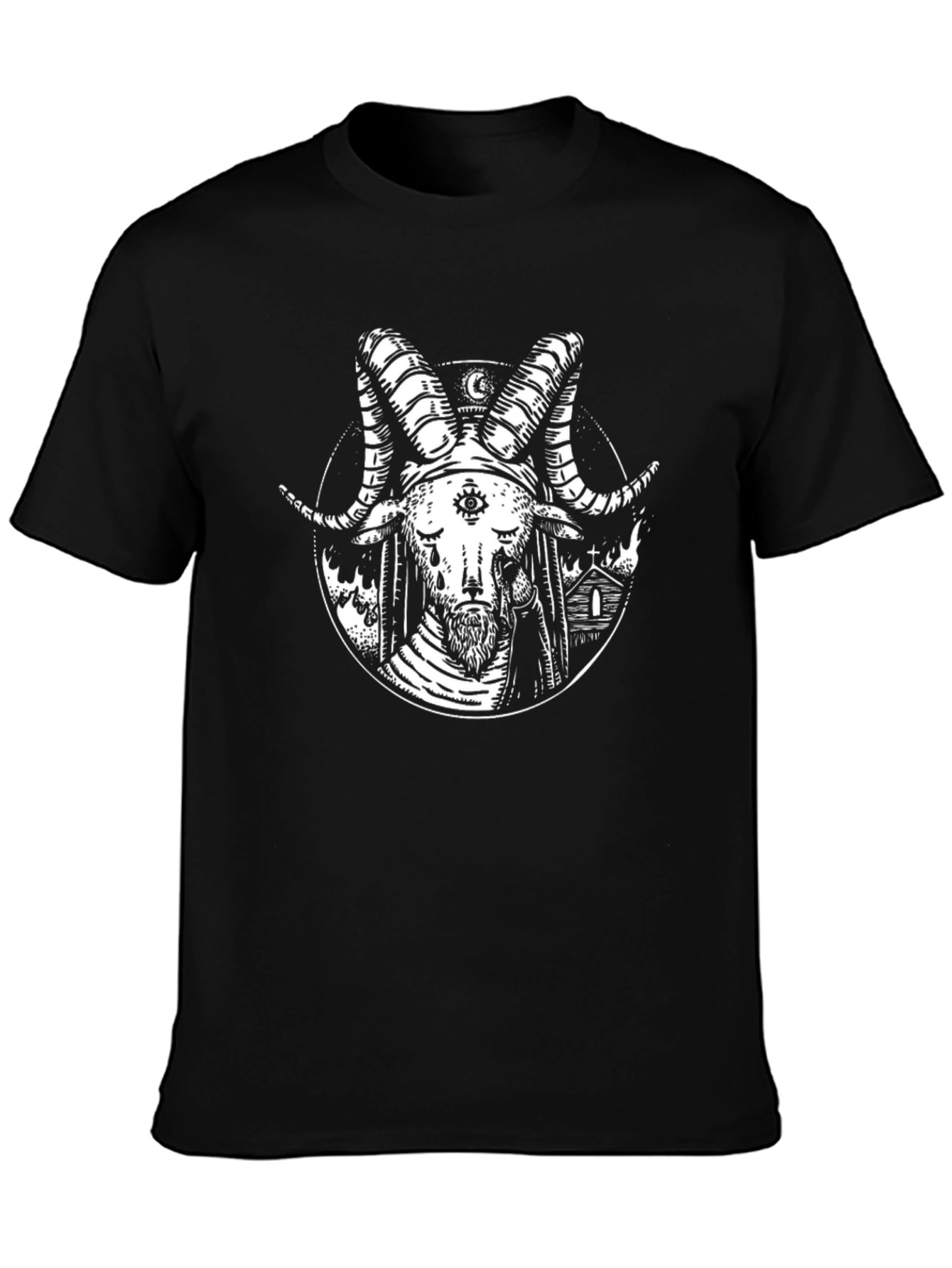 Baphomet Graphic Tee - Occult Satanic Design Black T-Shirt