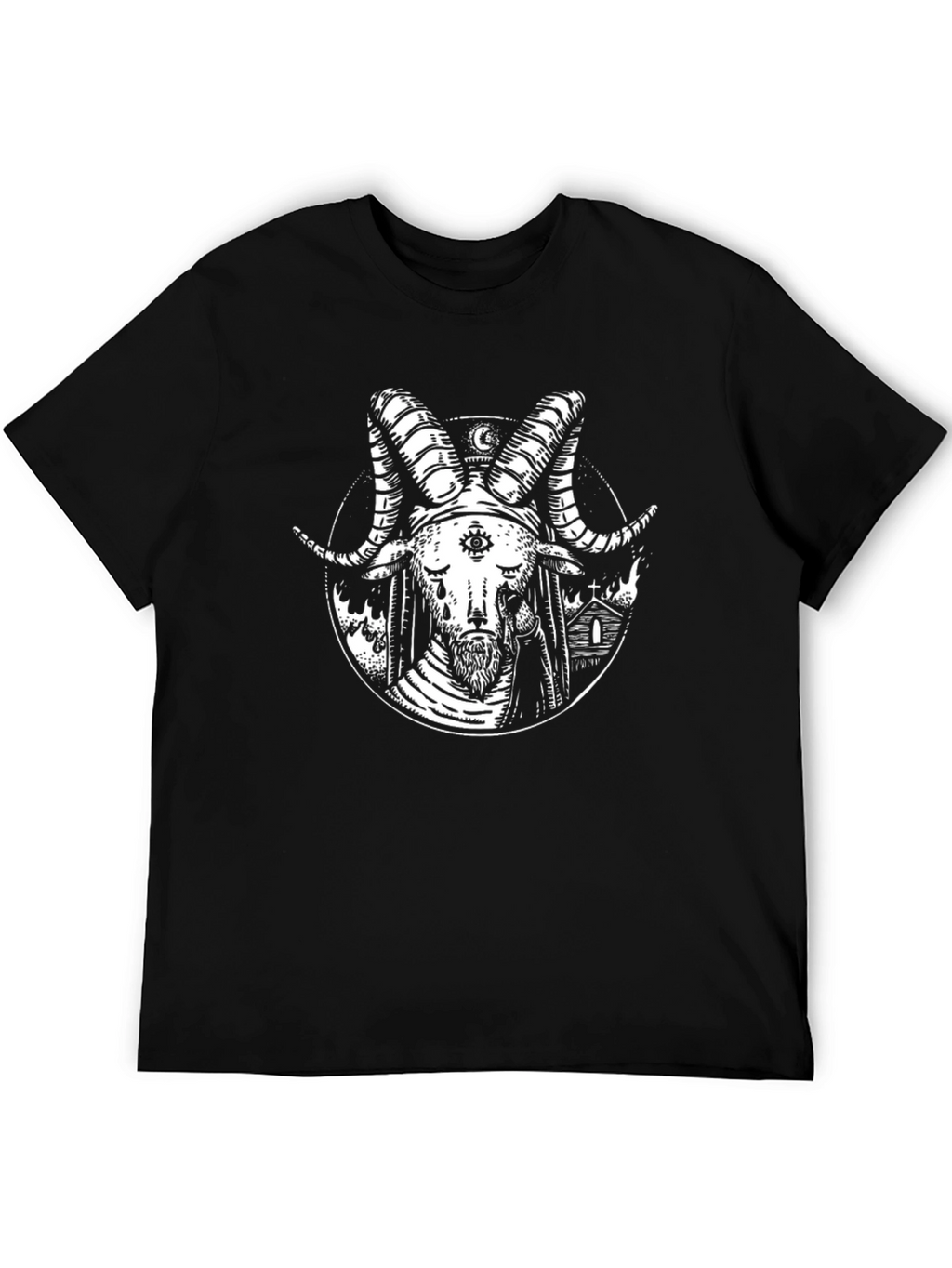 Baphomet Graphic Tee - Occult Satanic Design Black T-Shirt