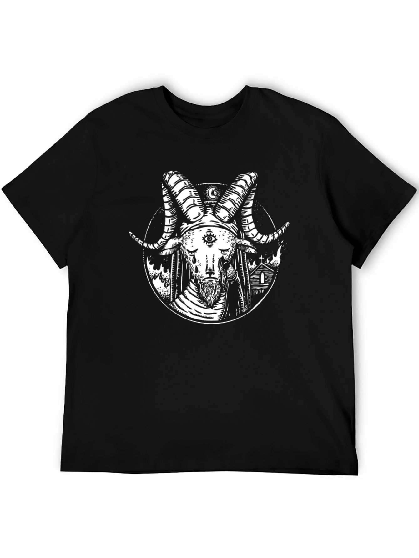Baphomet Graphic Tee - Occult Satanic Design Black T-Shirt