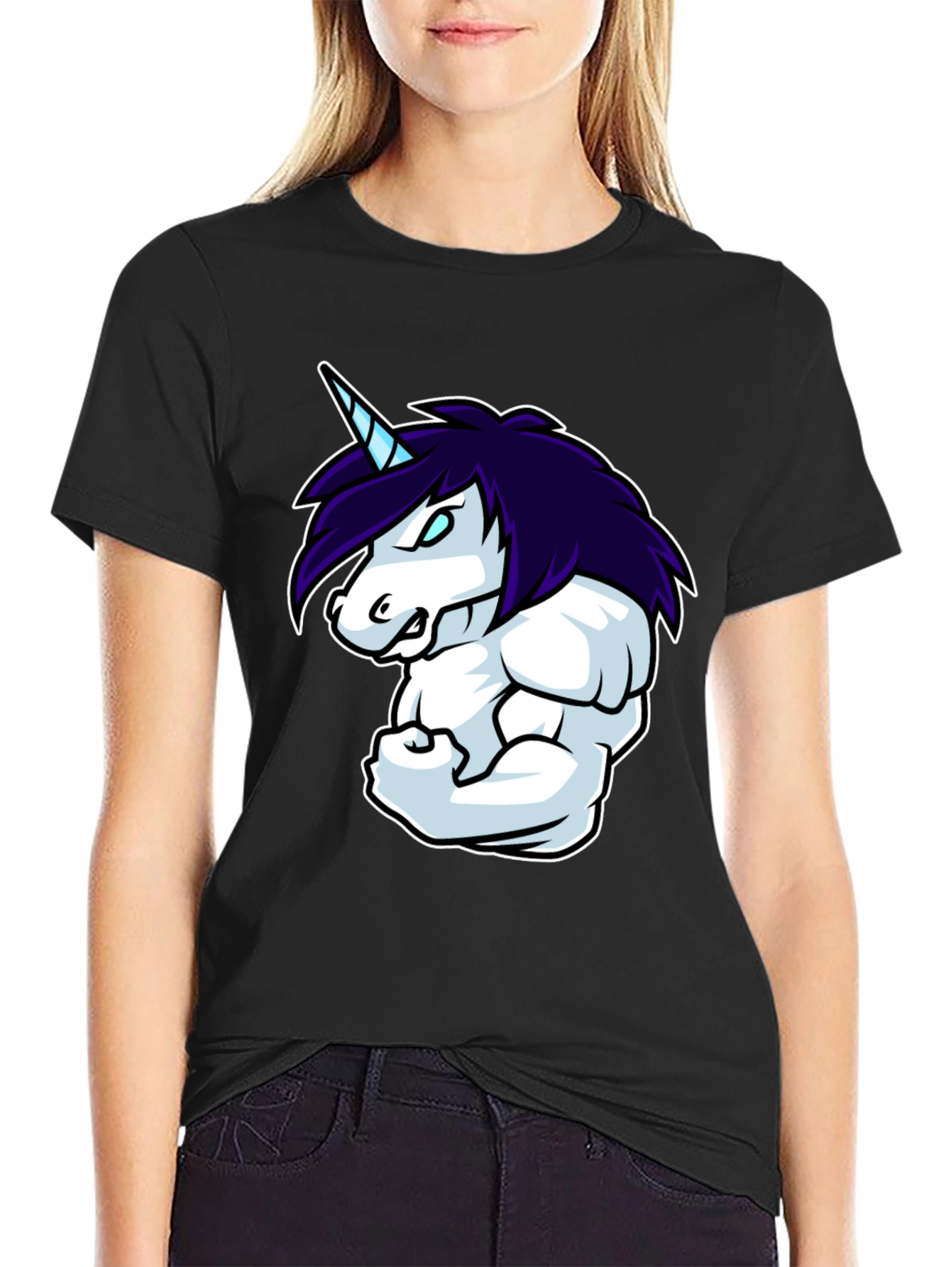 Unicorn Muscle T-Shirt - Black Cotton Blend
