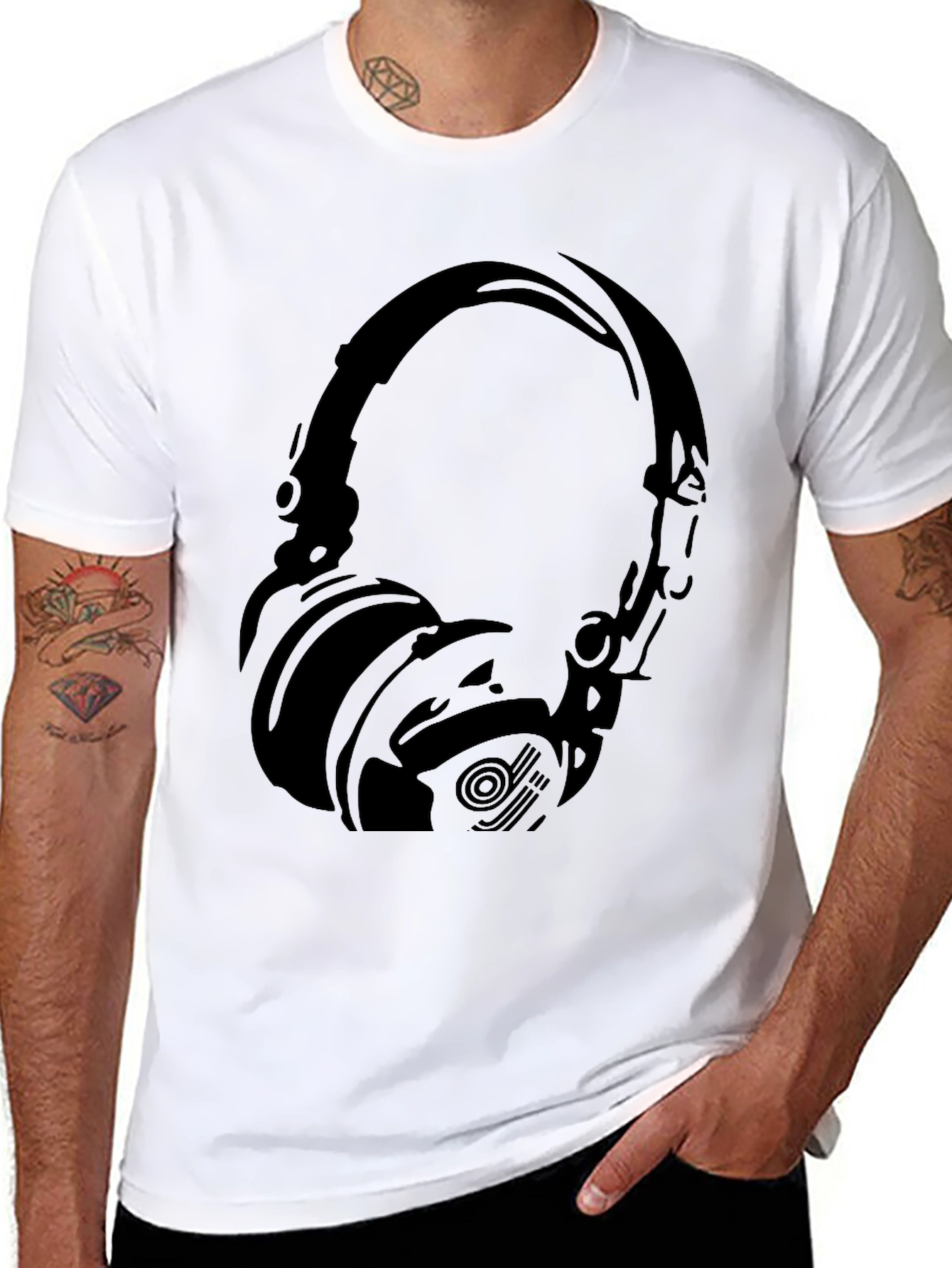 Black Headphone Graphic T-Shirt