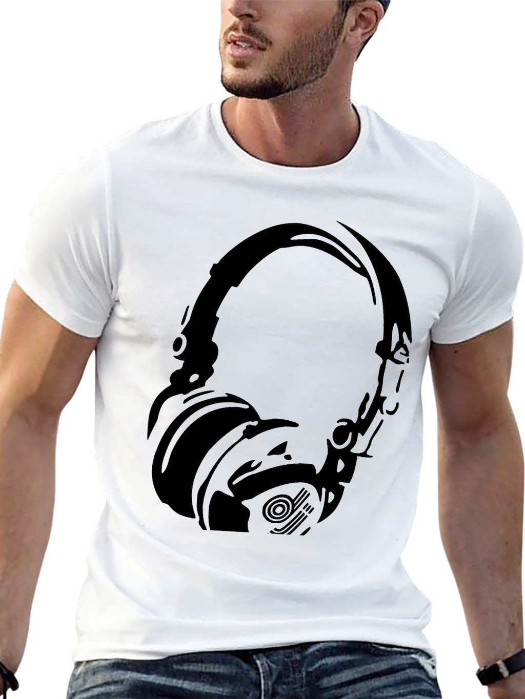 Black Headphone Graphic T-Shirt