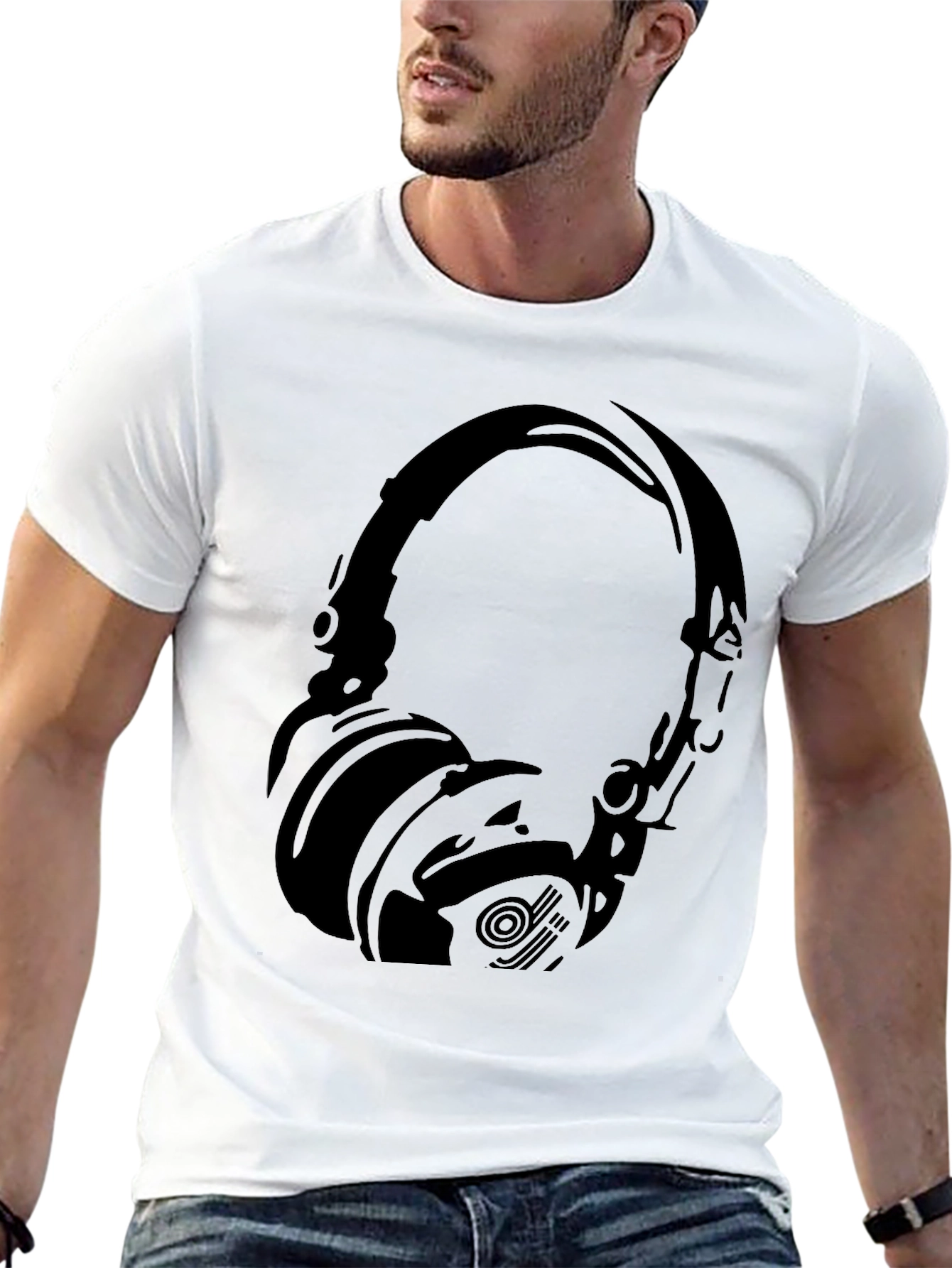 Black Headphone Graphic T-Shirt