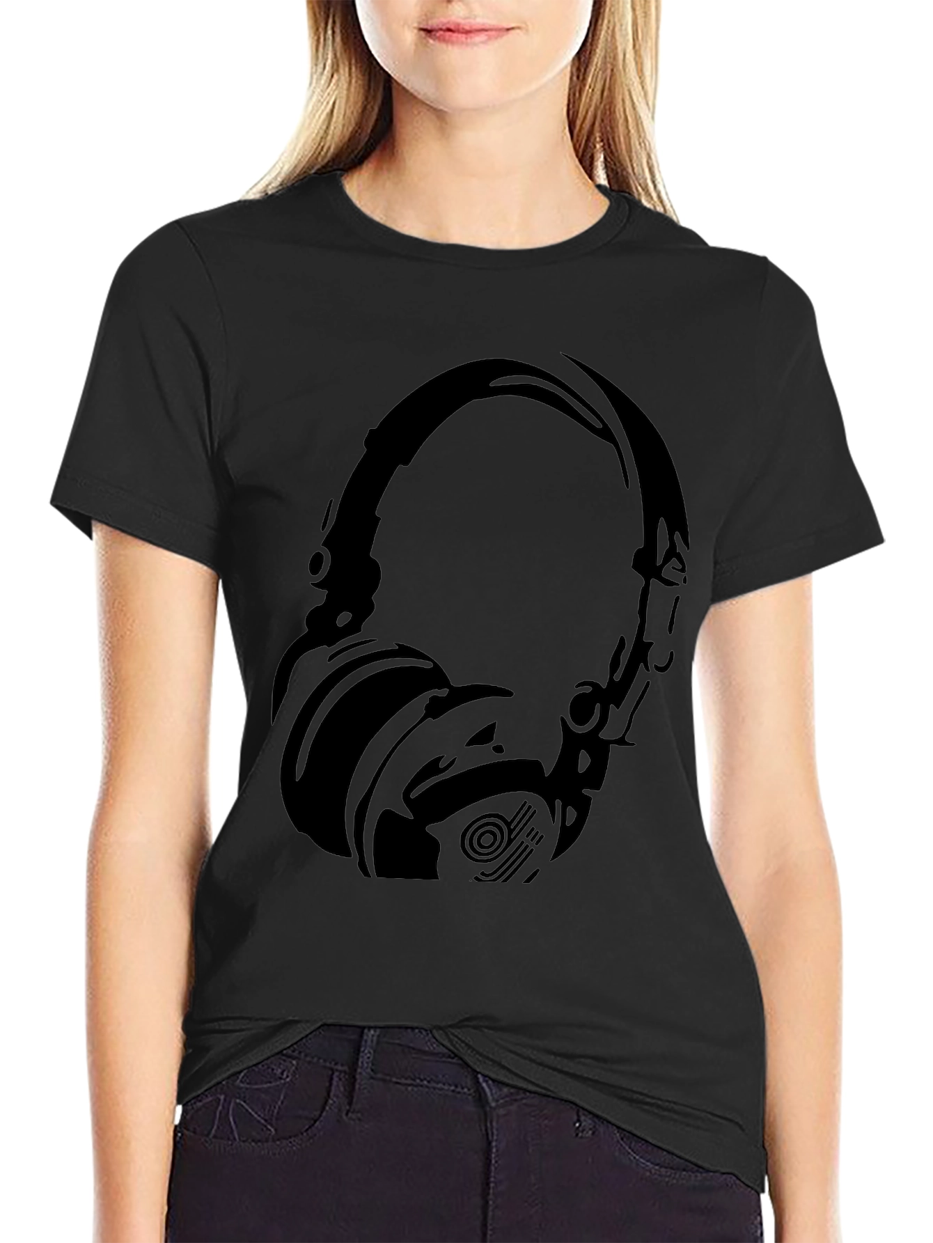 Black Headphone Graphic T-Shirt