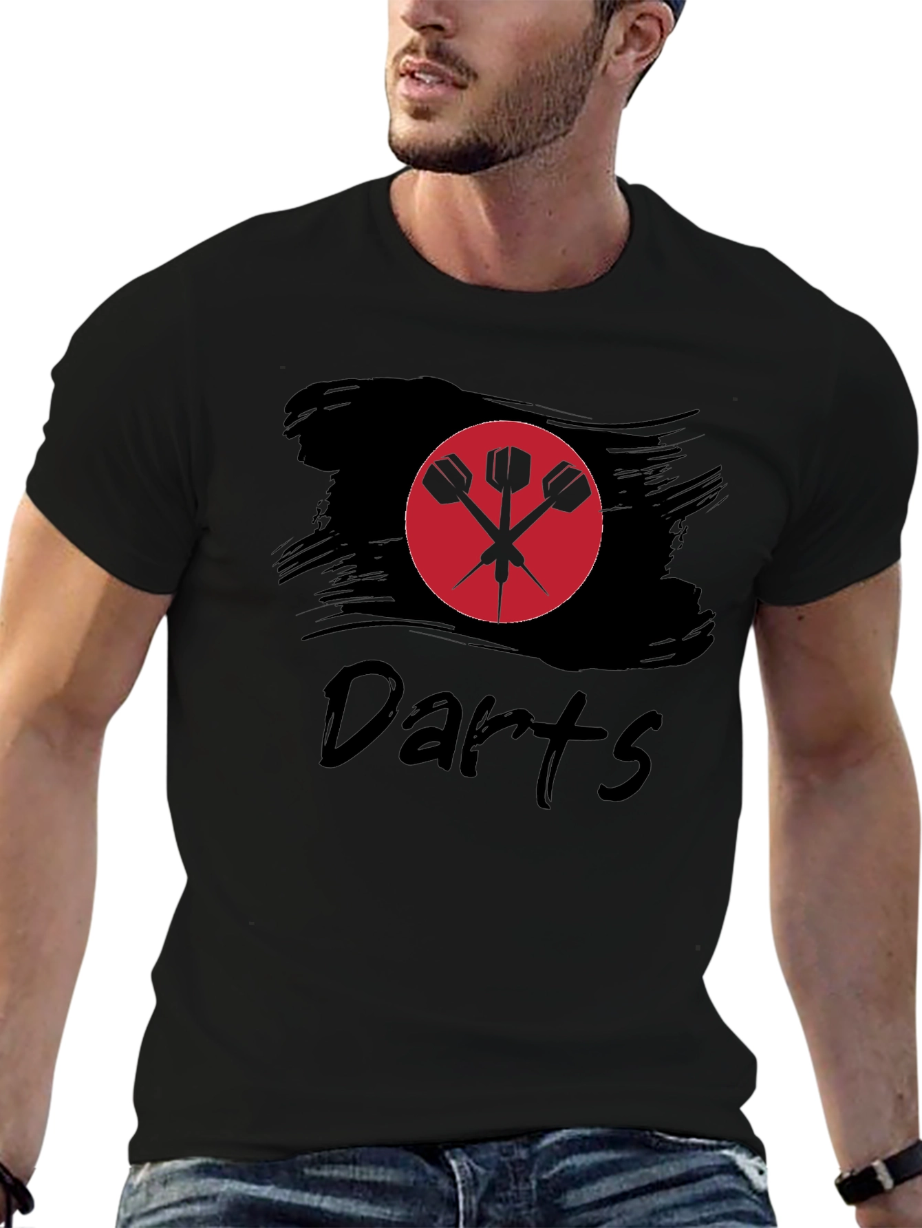 Darts Graphic Tee - Black Cotton Shirt