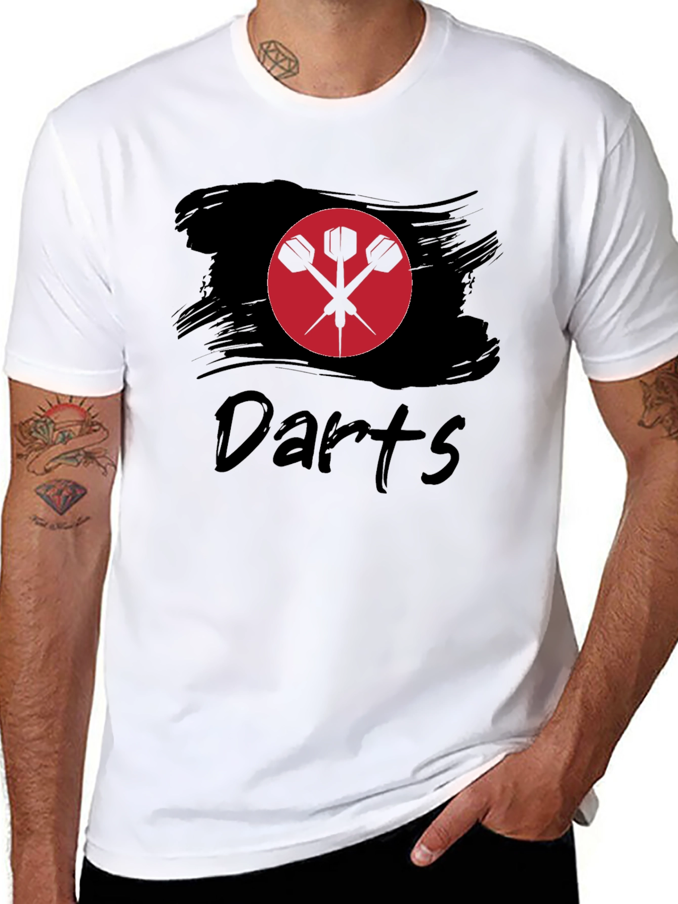 Darts Graphic Tee - Black Cotton Shirt