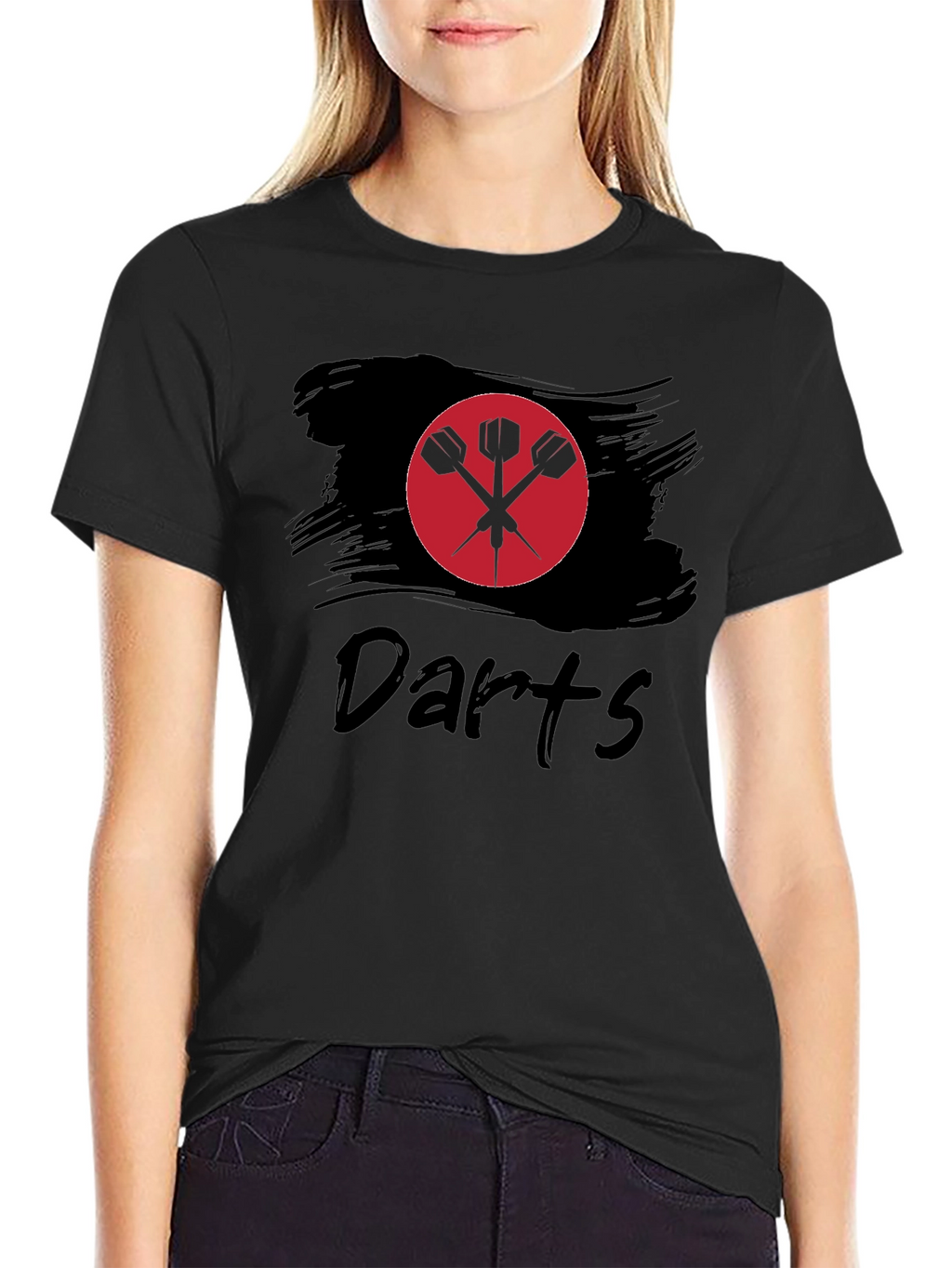 Darts Graphic Tee - Black Cotton Shirt
