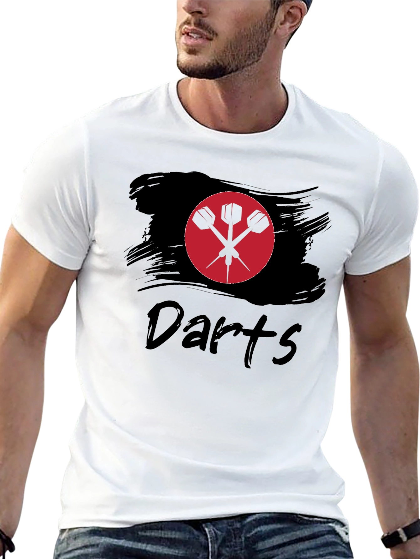 Darts Graphic Tee - Black Cotton Shirt