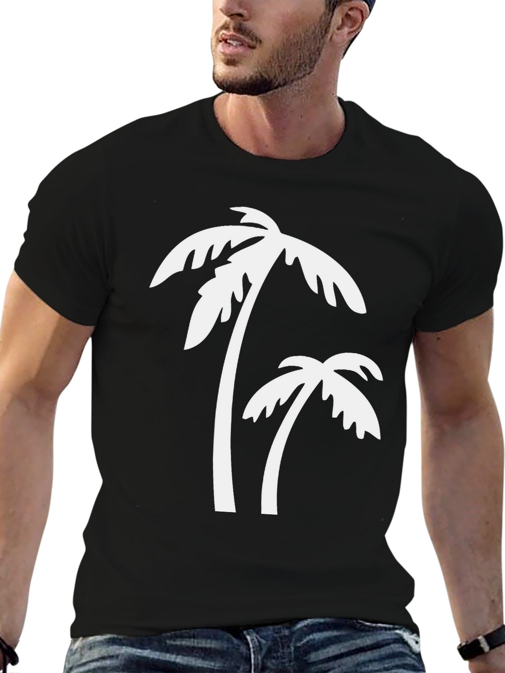 Black Palm Tree Graphic Tee - Tropical Vibes T-Shirt