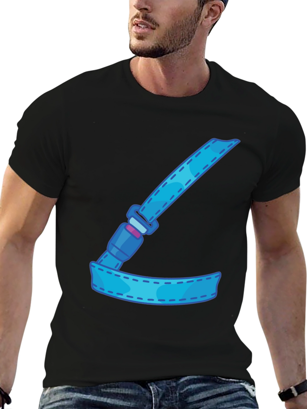 Cartoon Seatbelt Graphic Tee - Black