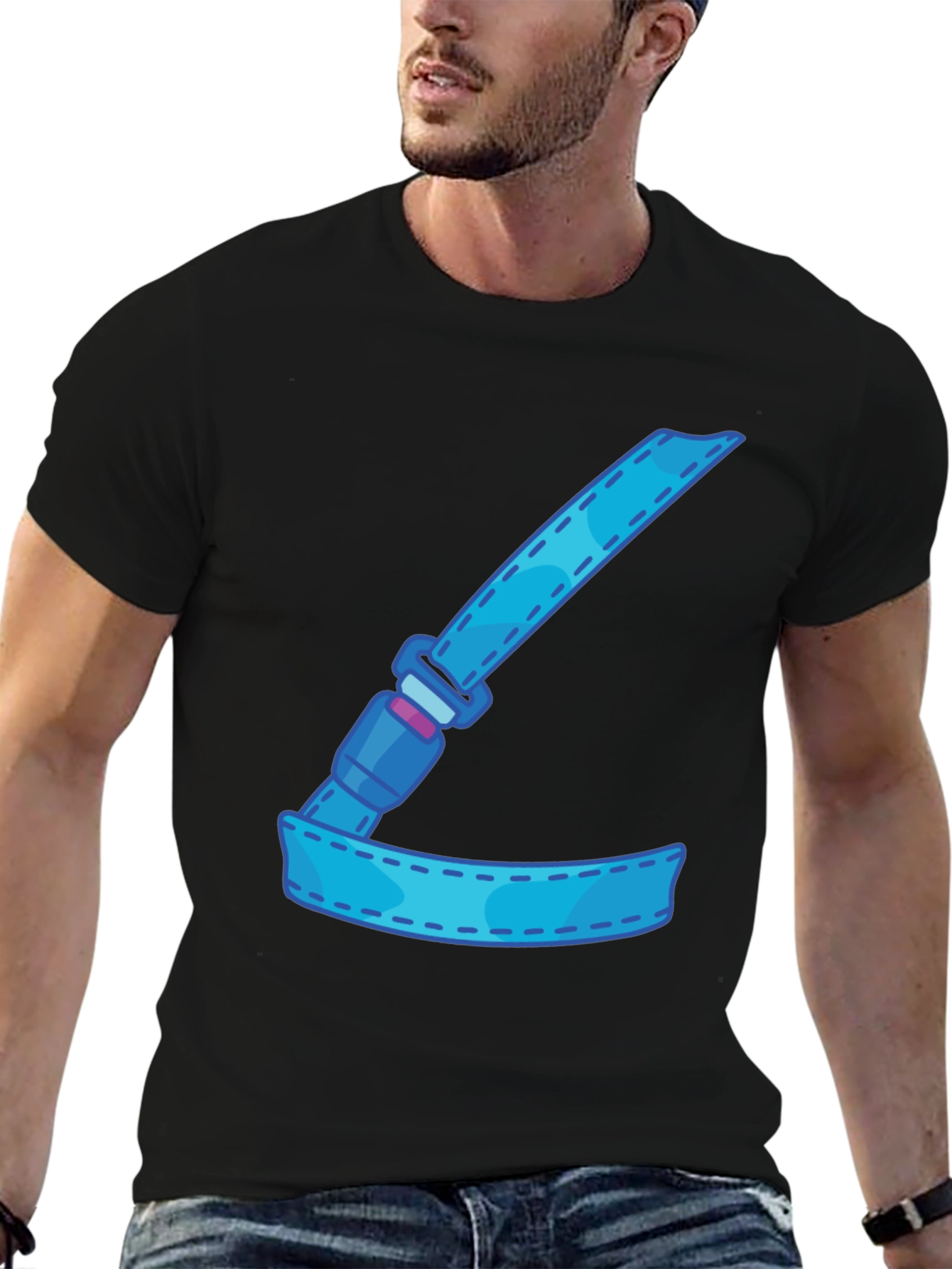 Cartoon Seatbelt Graphic Tee - Black