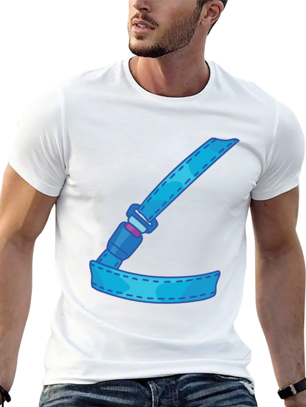 Cartoon Seatbelt Graphic Tee - Black