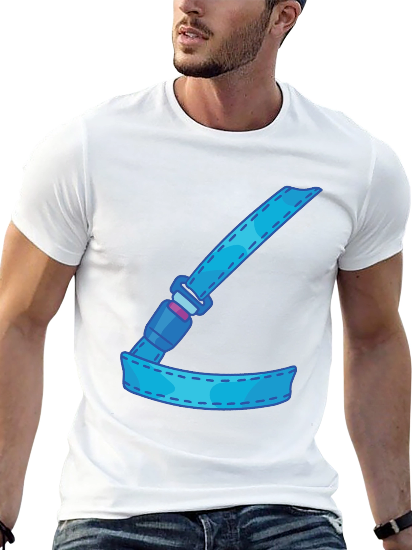 Cartoon Seatbelt Graphic Tee - Black