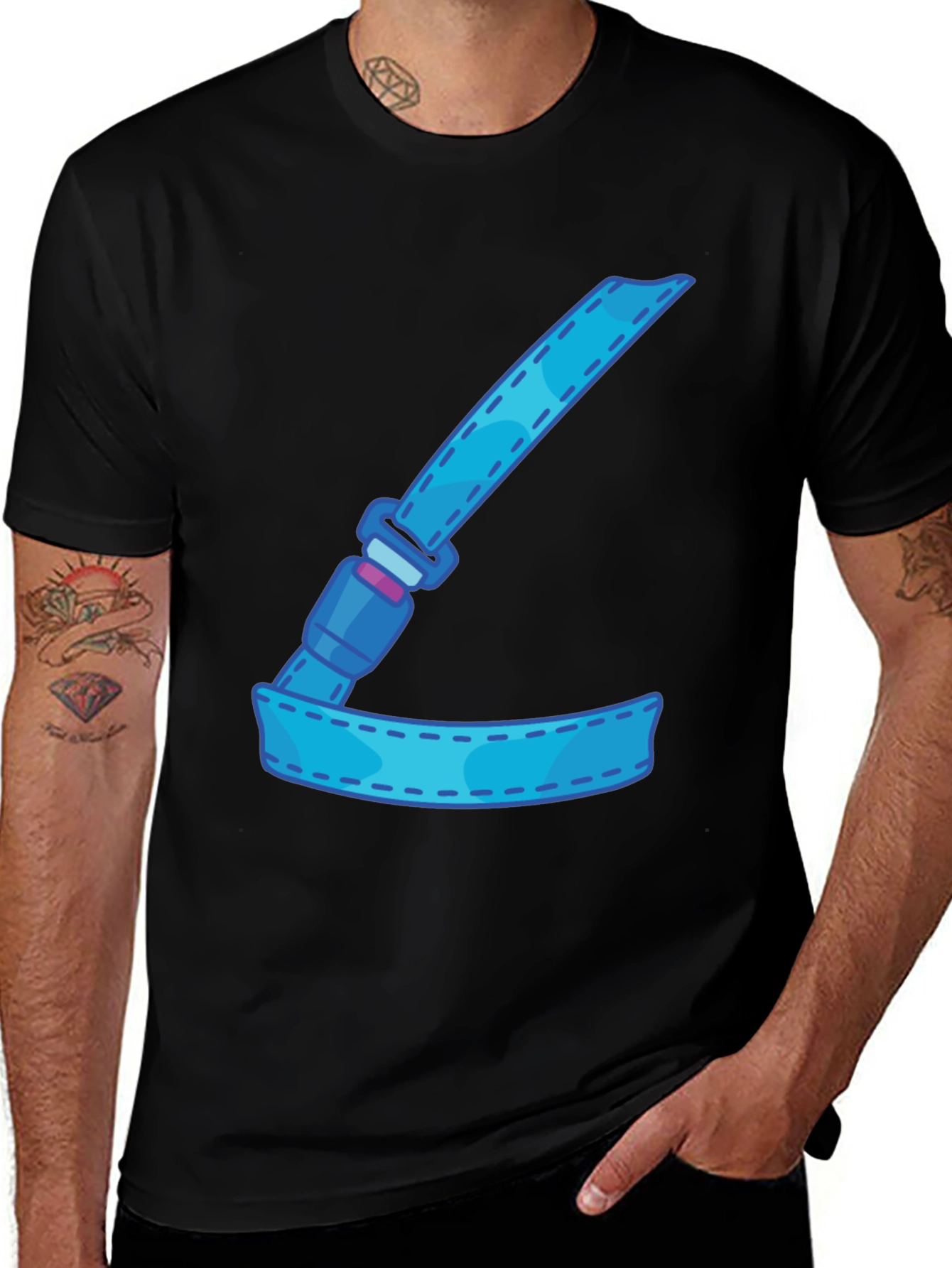 Cartoon Seatbelt Graphic Tee - Black