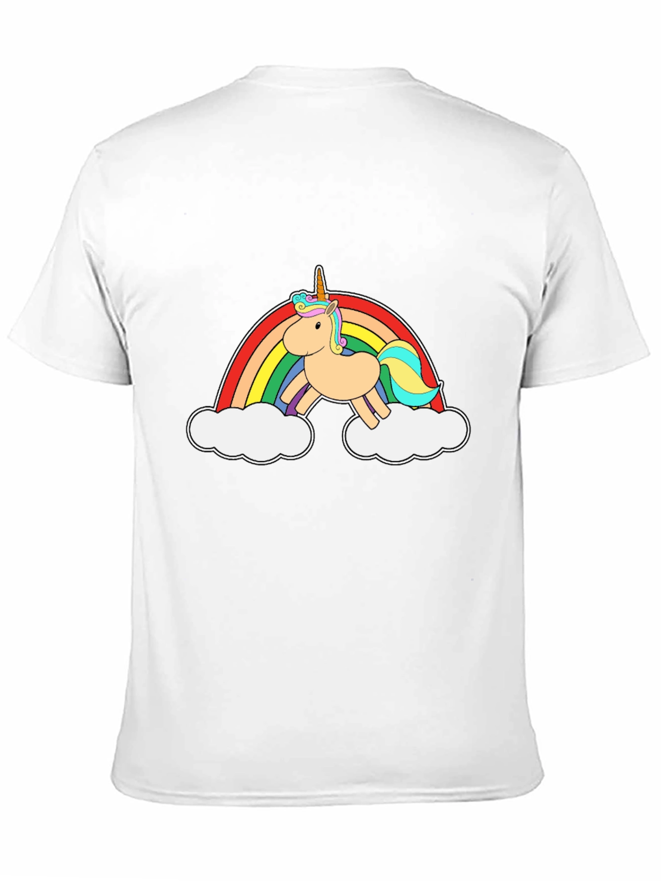 Unicorn Rainbow Graphic Tee - Black Cotton Casual T-Shirt