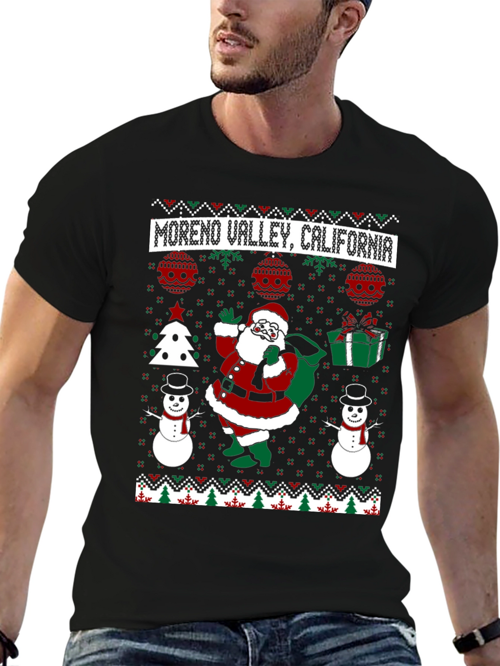 Moreno Valley California Santa Ugly Christmas T-Shirt