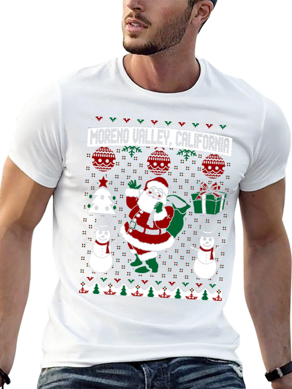 Moreno Valley California Santa Ugly Christmas T-Shirt