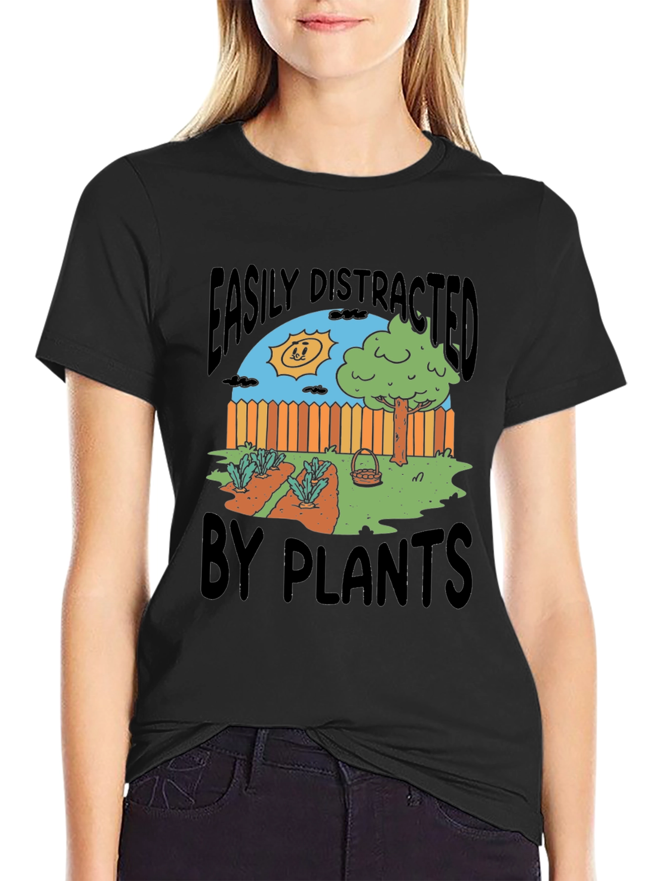 Easily Distracted by Plants Funny Graphic T-Shirt