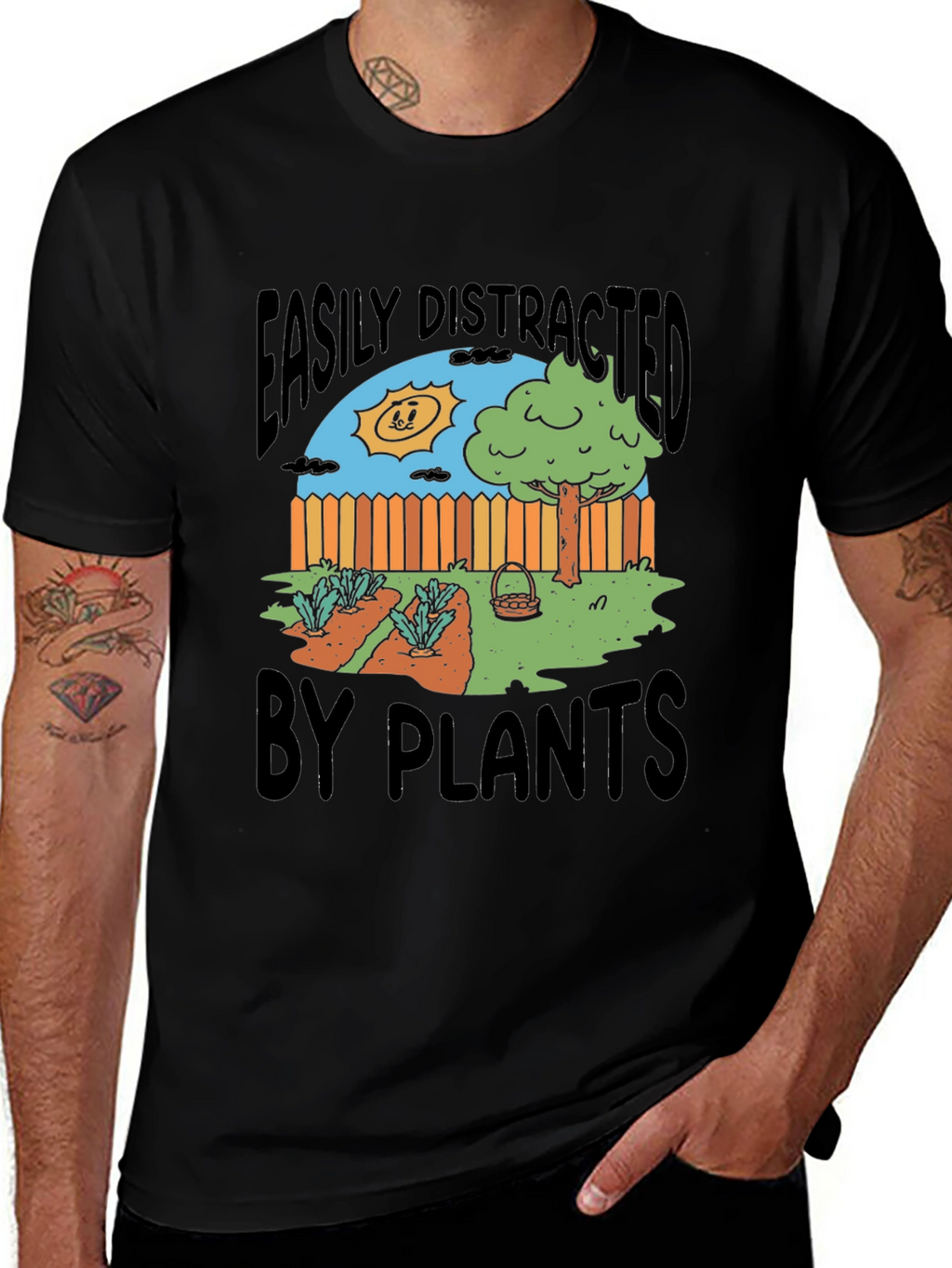 Easily Distracted by Plants Funny Graphic T-Shirt