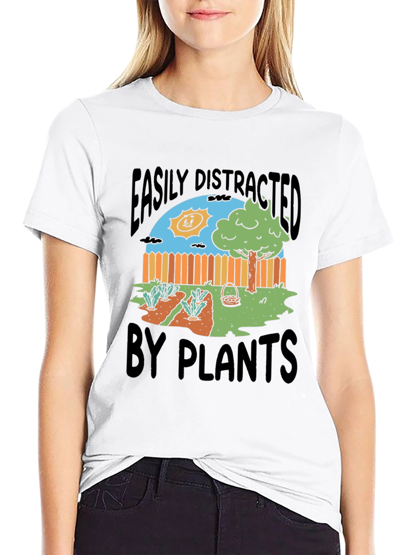 Easily Distracted by Plants Funny Graphic T-Shirt