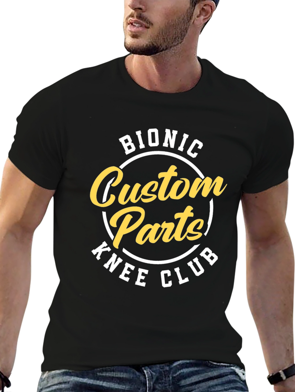 Bionic Custom Parts Knee Club Black Graphic Tee
