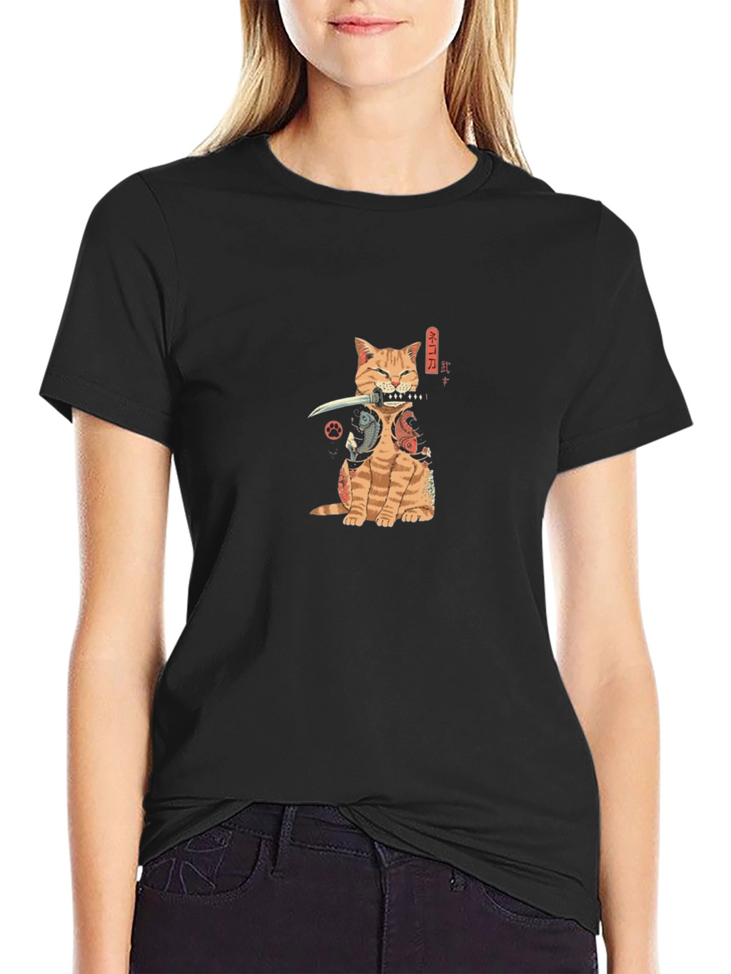 Samurai Cat T-Shirt - Ninja Kitten Tee