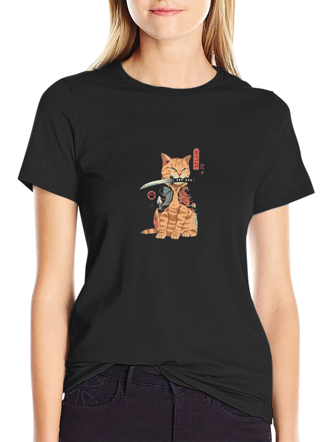 Samurai Cat T-Shirt - Ninja Kitten Tee