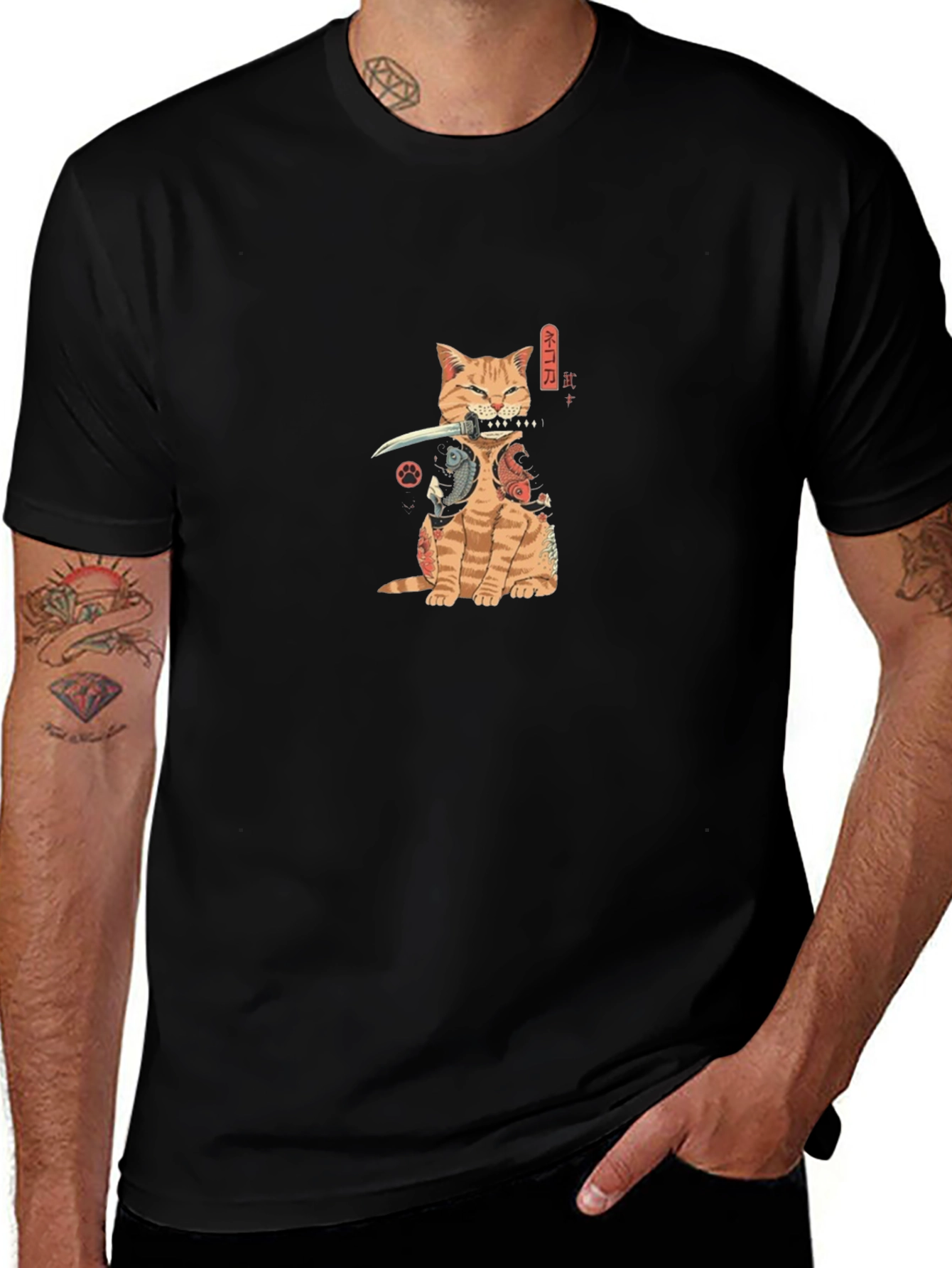 Samurai Cat T-Shirt - Ninja Kitten Tee